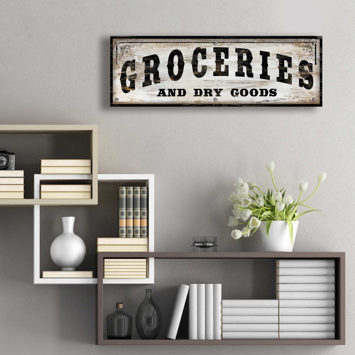 Epic Art 'Groceries and Dry Goods' by Cindy Jacobs, Acrylic Glass Wall Art,36x12