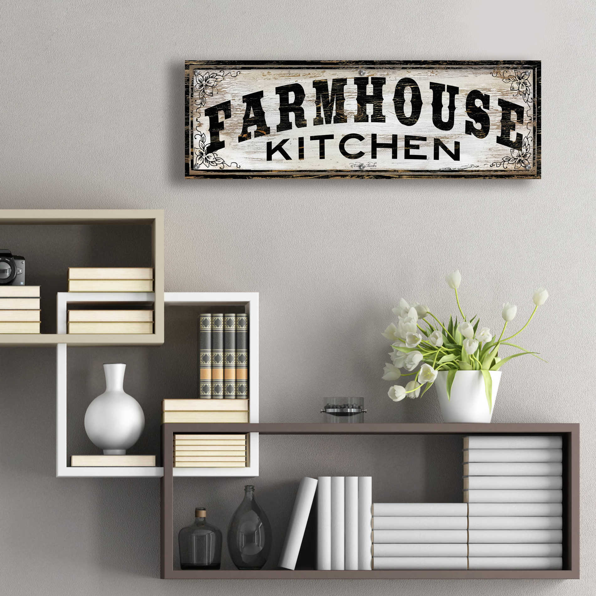 Epic Art 'Farmhouse Kitchen' by Cindy Jacobs, Acrylic Glass Wall Art,36x12