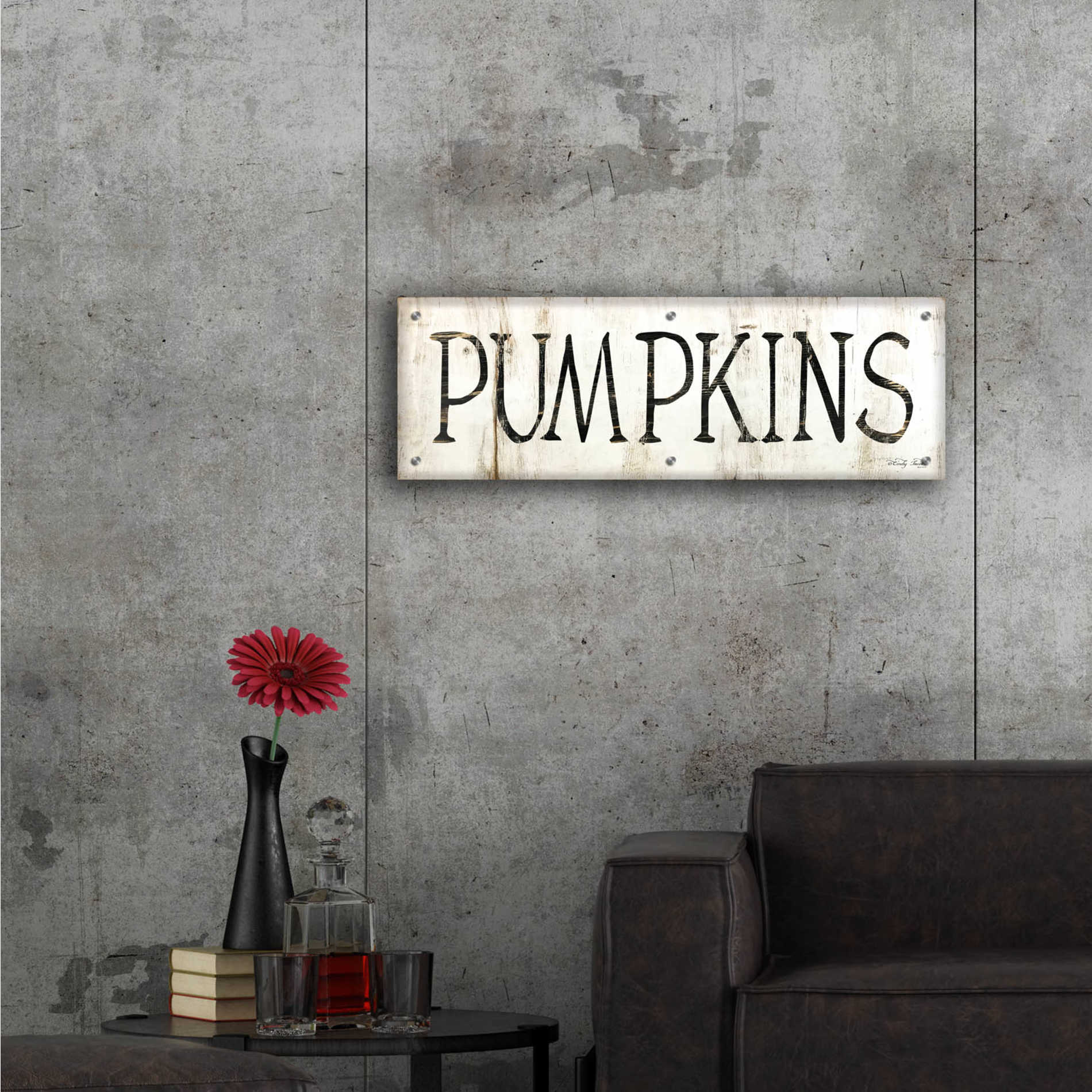 Epic Art 'Pumpkins' by Cindy Jacobs, Acrylic Glass Wall Art,36x12