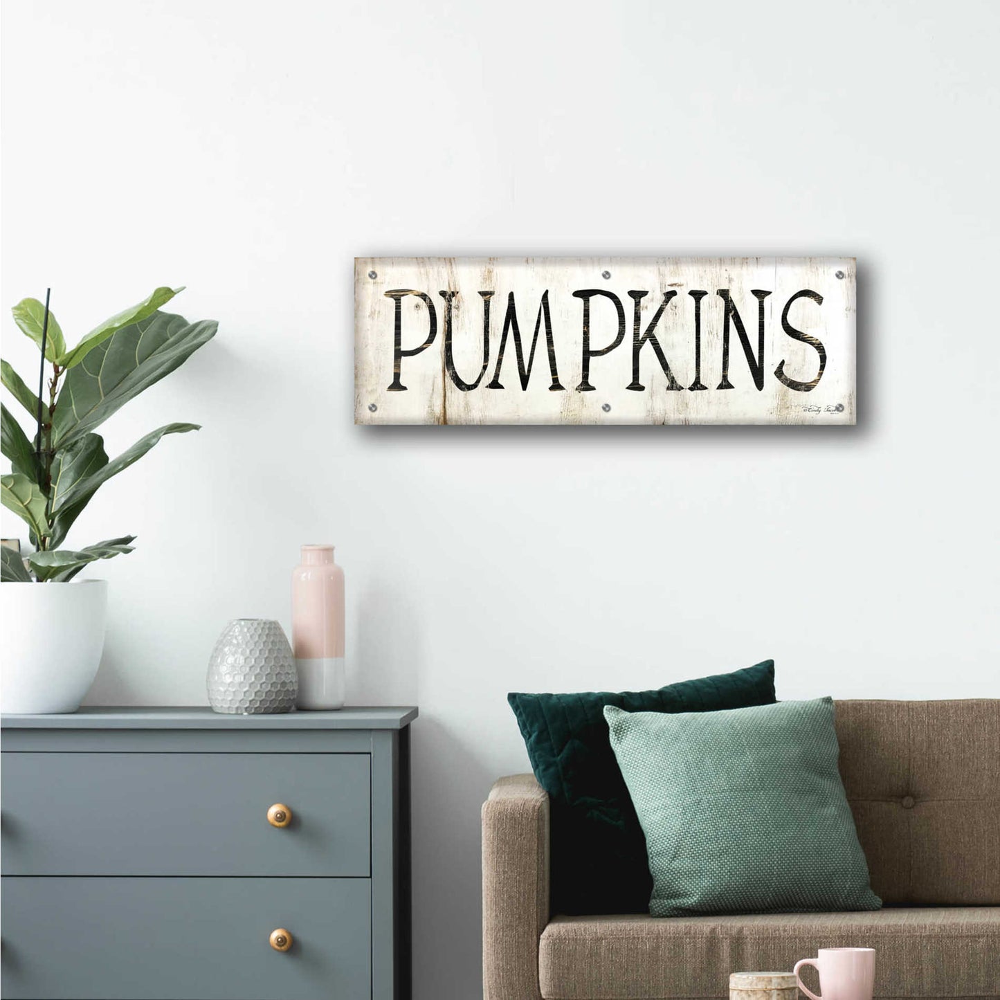 Epic Art 'Pumpkins' by Cindy Jacobs, Acrylic Glass Wall Art,36x12