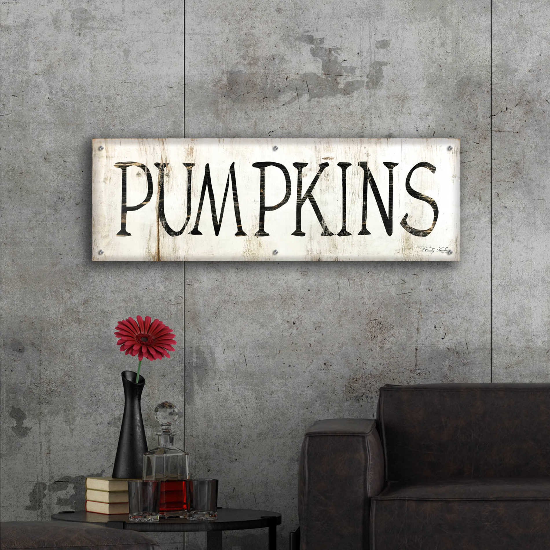 Epic Art 'Pumpkins' by Cindy Jacobs, Acrylic Glass Wall Art,48x16