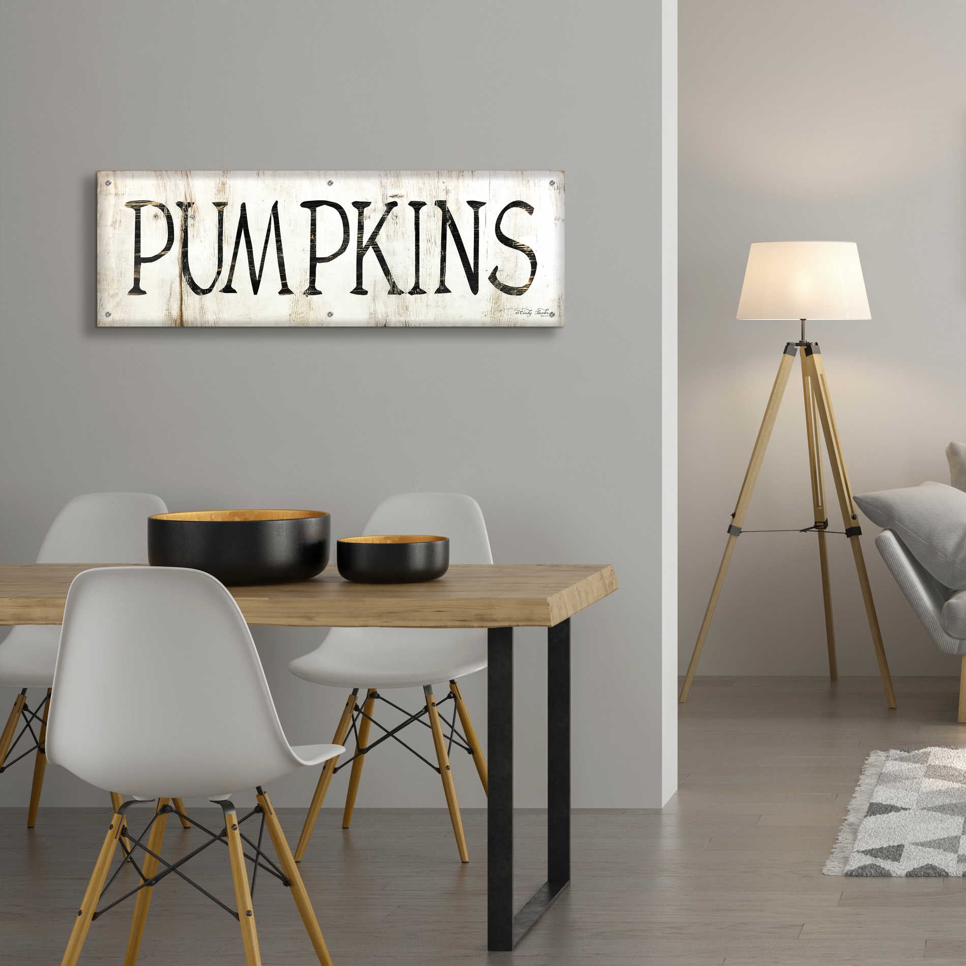 Epic Art 'Pumpkins' by Cindy Jacobs, Acrylic Glass Wall Art,48x16