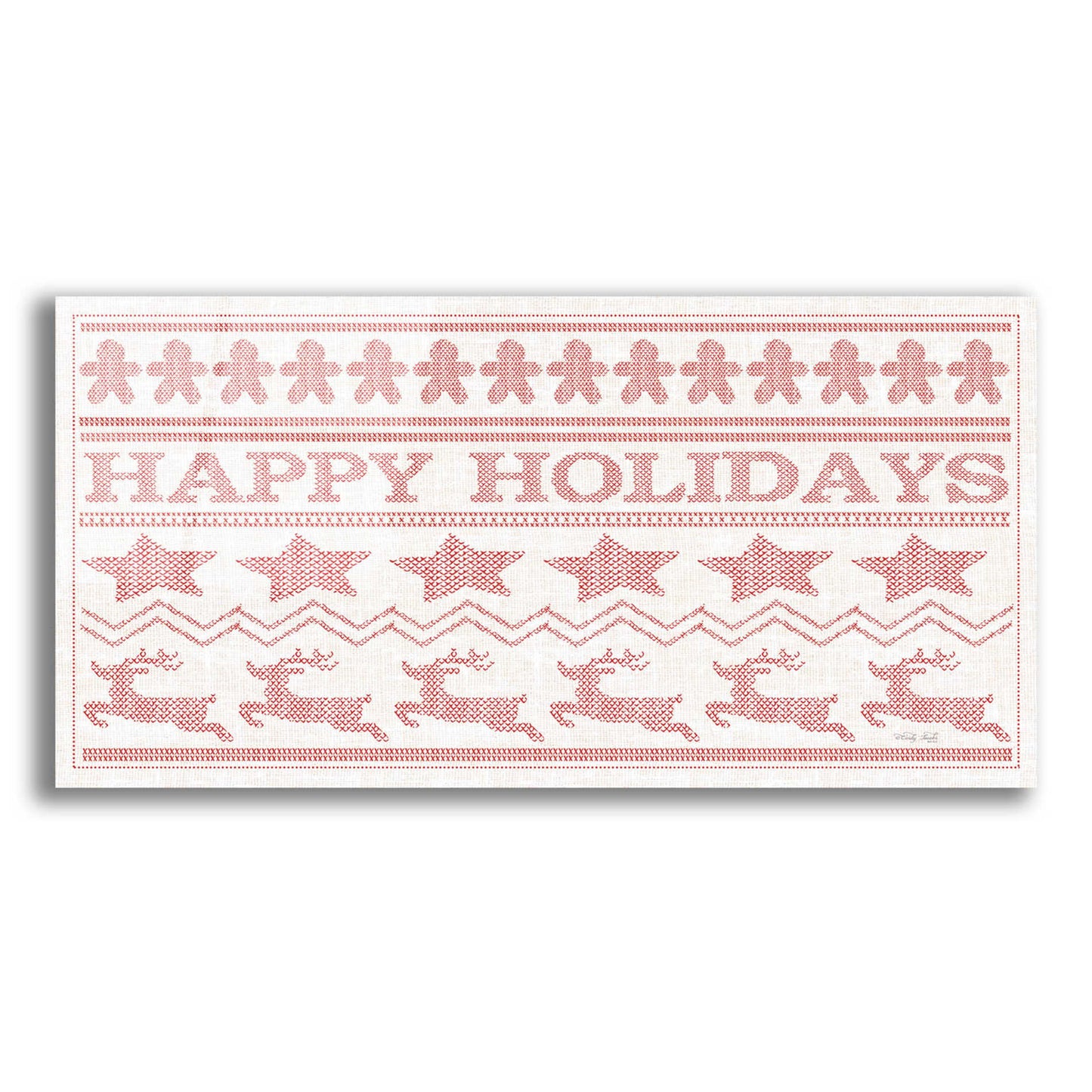 Epic Art 'Happy Holidays Stitchery' by Cindy Jacobs, Acrylic Glass Wall Art,24x12