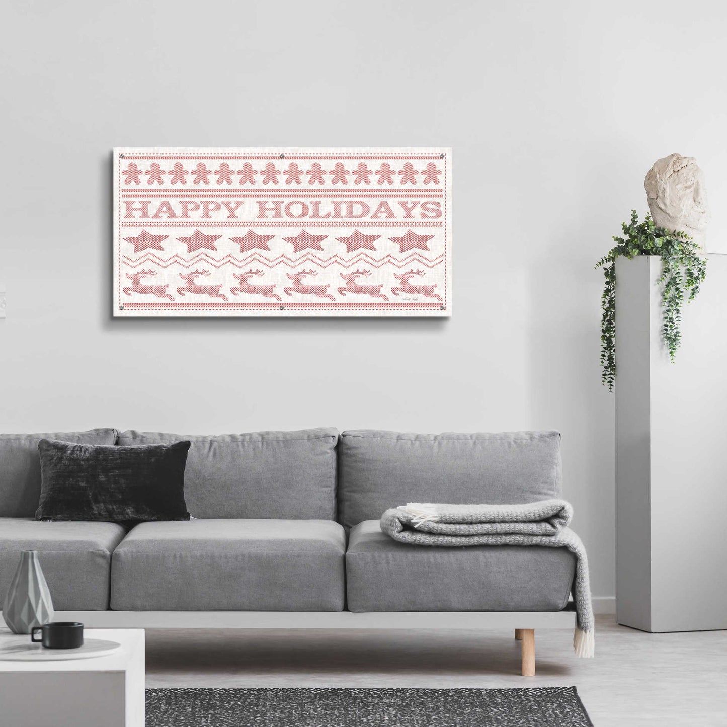 Epic Art 'Happy Holidays Stitchery' by Cindy Jacobs, Acrylic Glass Wall Art,48x24