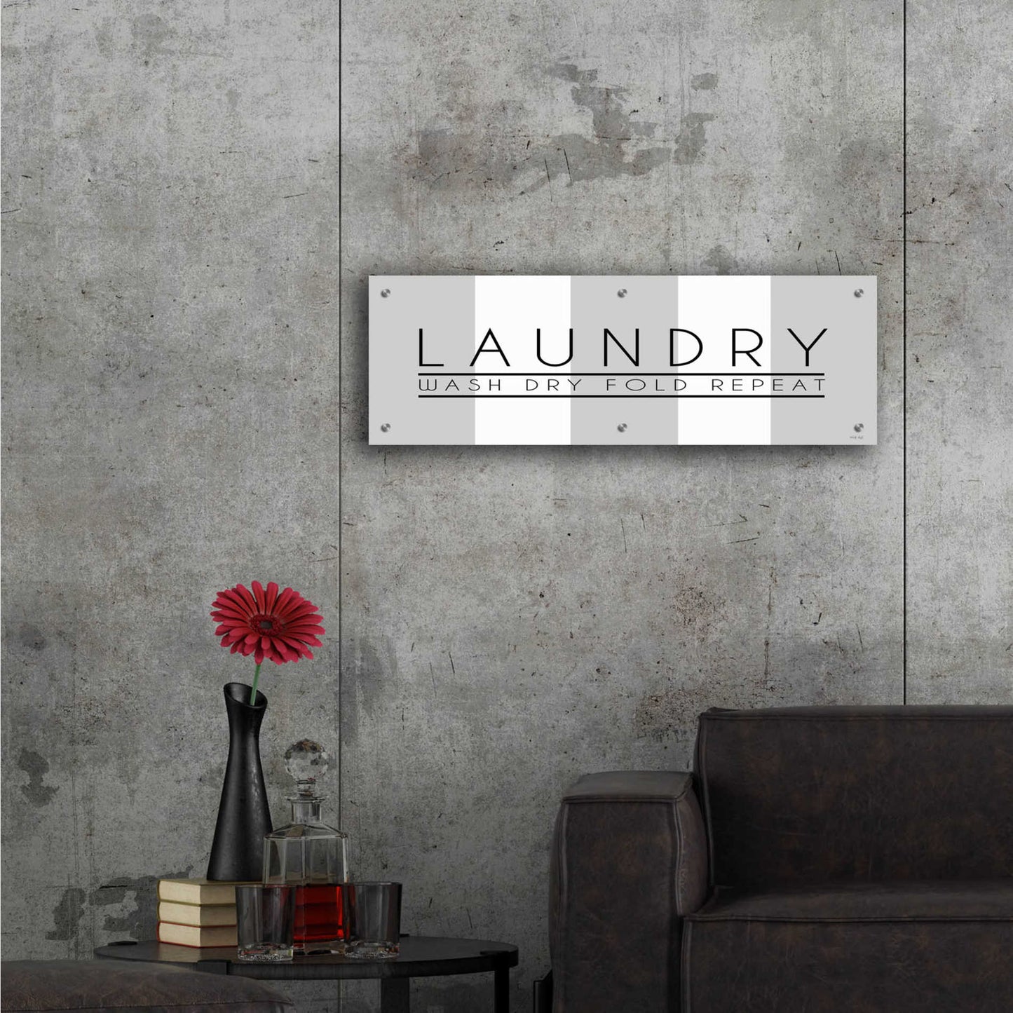 Epic Art 'Laundry - Wash, Dry, Fold, Repeat 1' by Cindy Jacobs, Acrylic Glass Wall Art,36x12