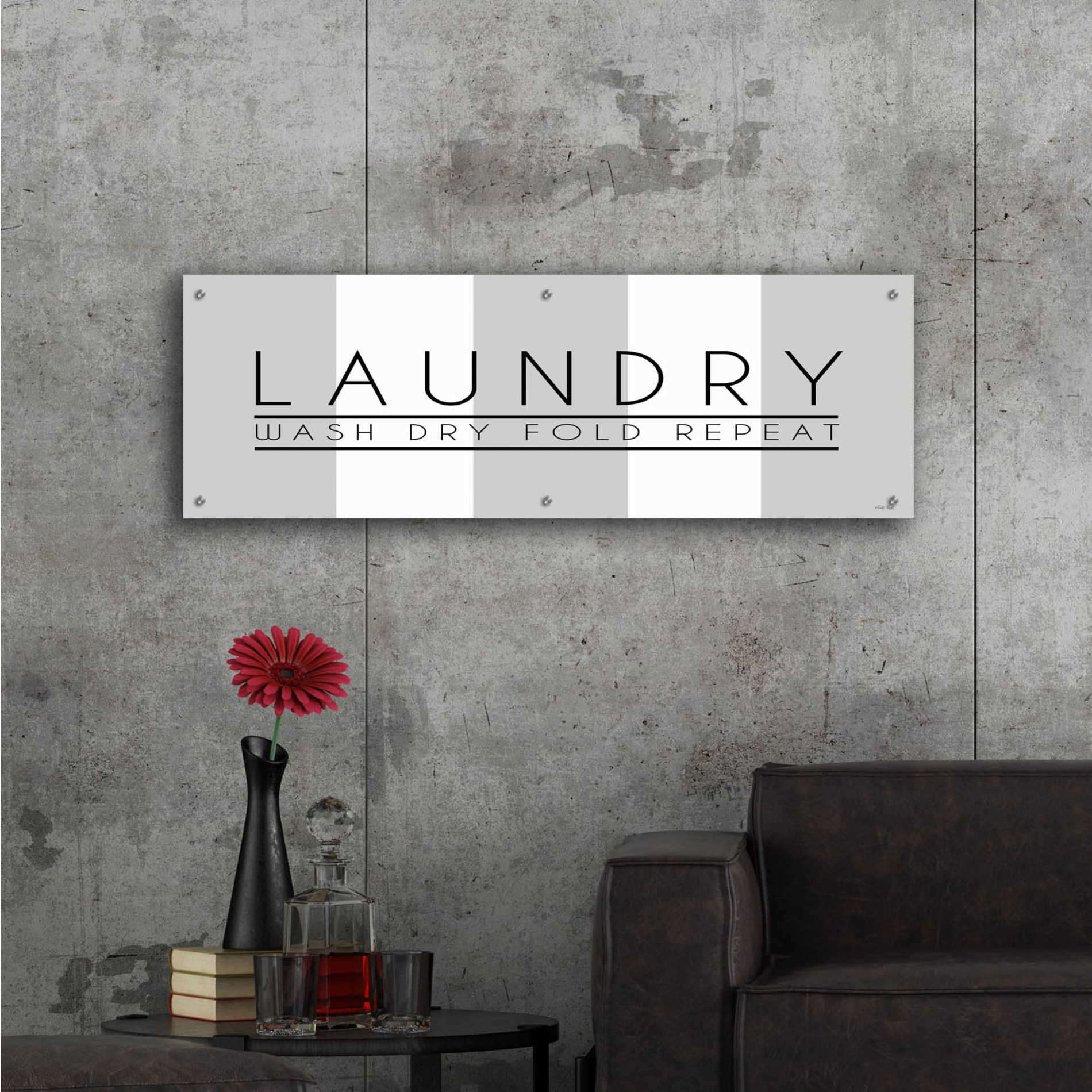 Epic Art 'Laundry - Wash, Dry, Fold, Repeat 1' by Cindy Jacobs, Acrylic Glass Wall Art,48x16