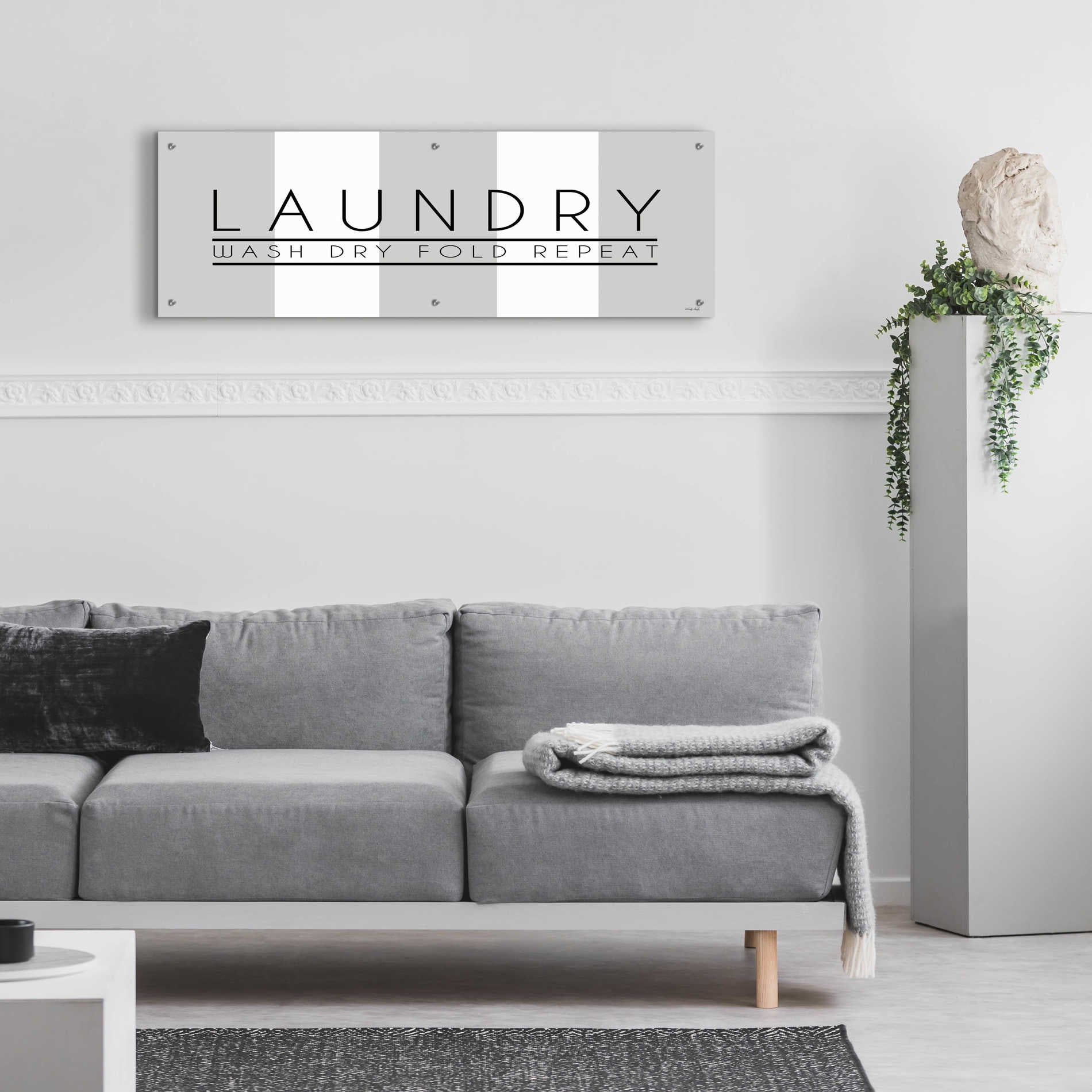 Epic Art 'Laundry - Wash, Dry, Fold, Repeat 1' by Cindy Jacobs, Acrylic Glass Wall Art,48x16