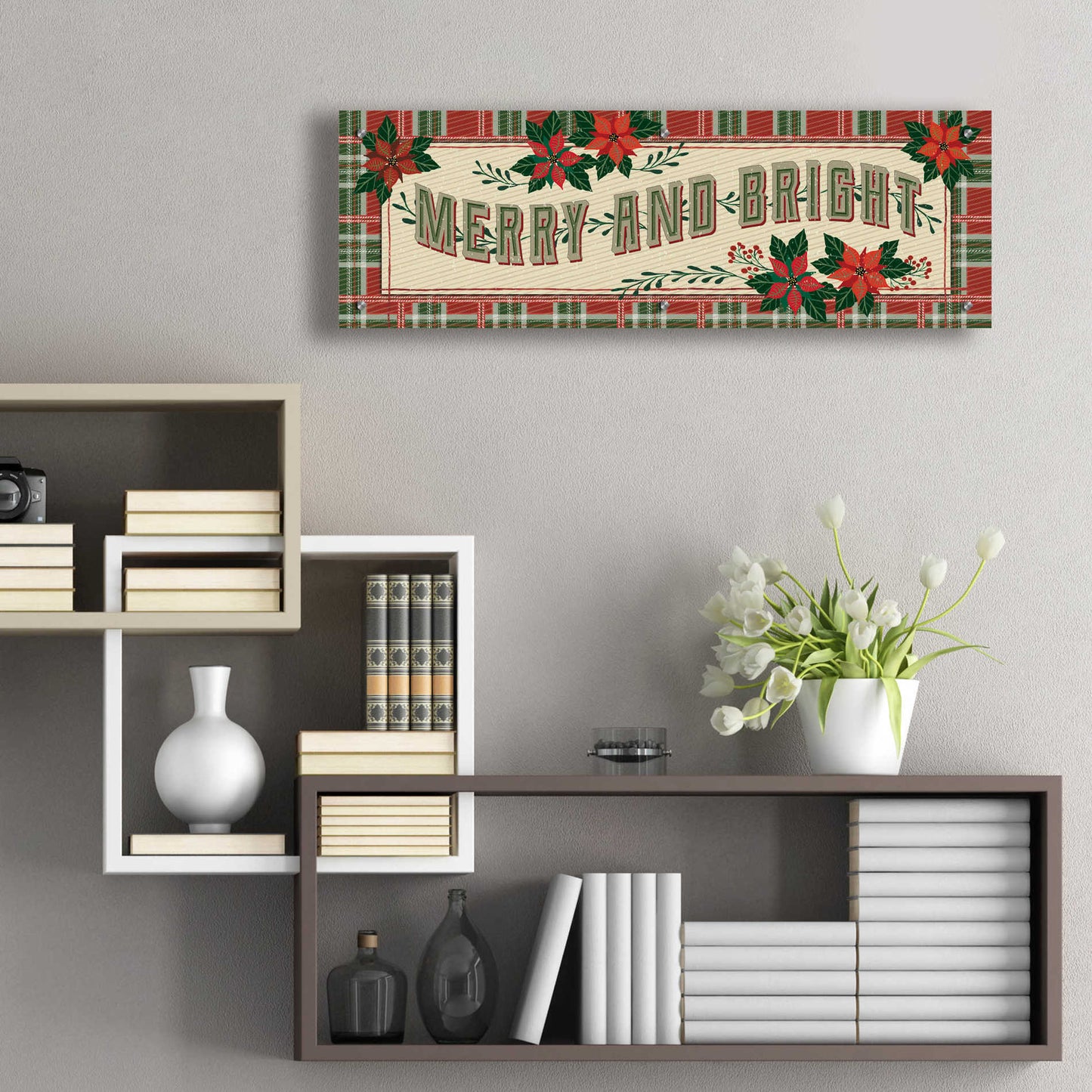 Epic Art 'Nostalgic Merry & Bright' by Cindy Jacobs, Acrylic Glass Wall Art,36x12