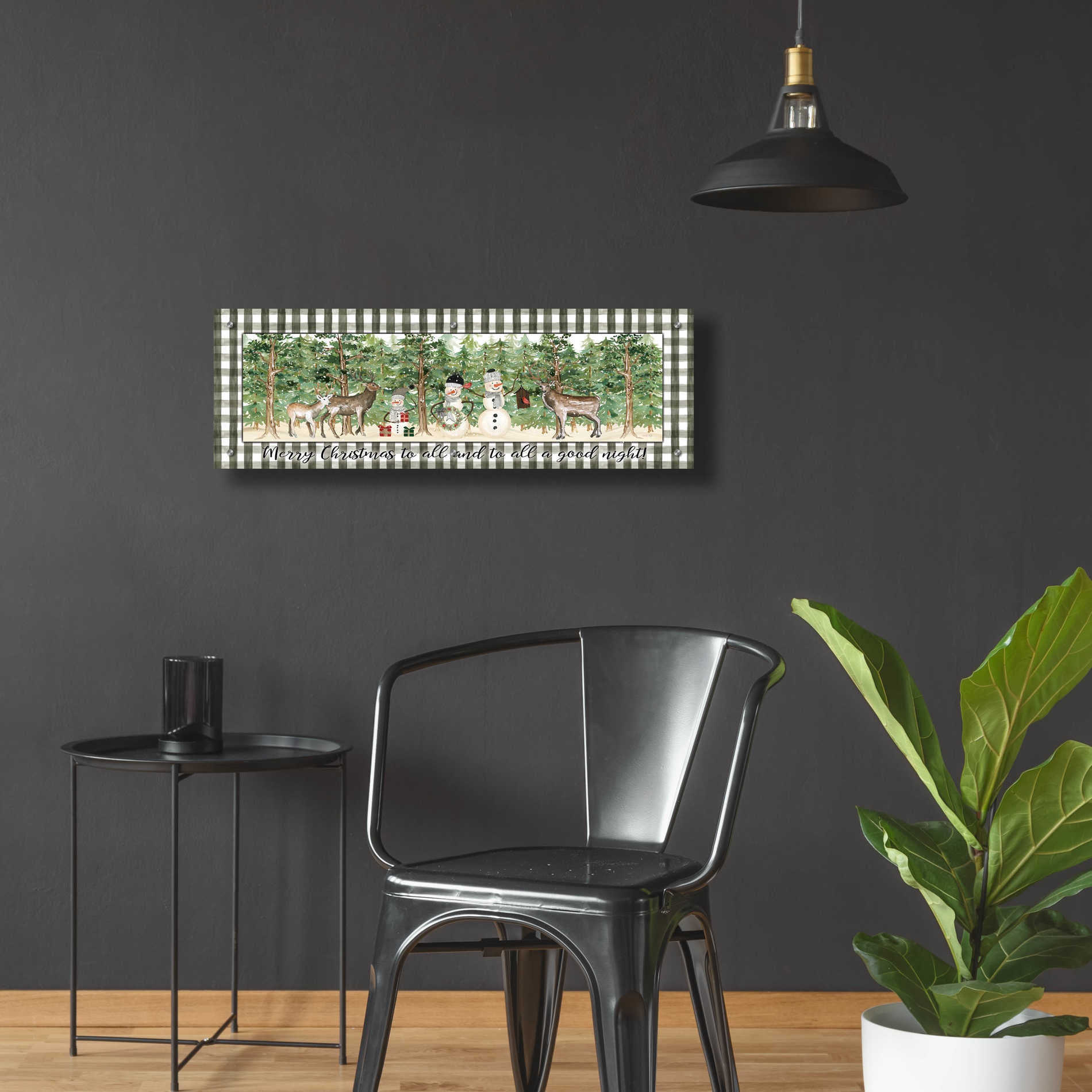 Epic Art 'Merry Christmas to All on Plaid' by Cindy Jacobs, Acrylic Glass Wall Art,36x12