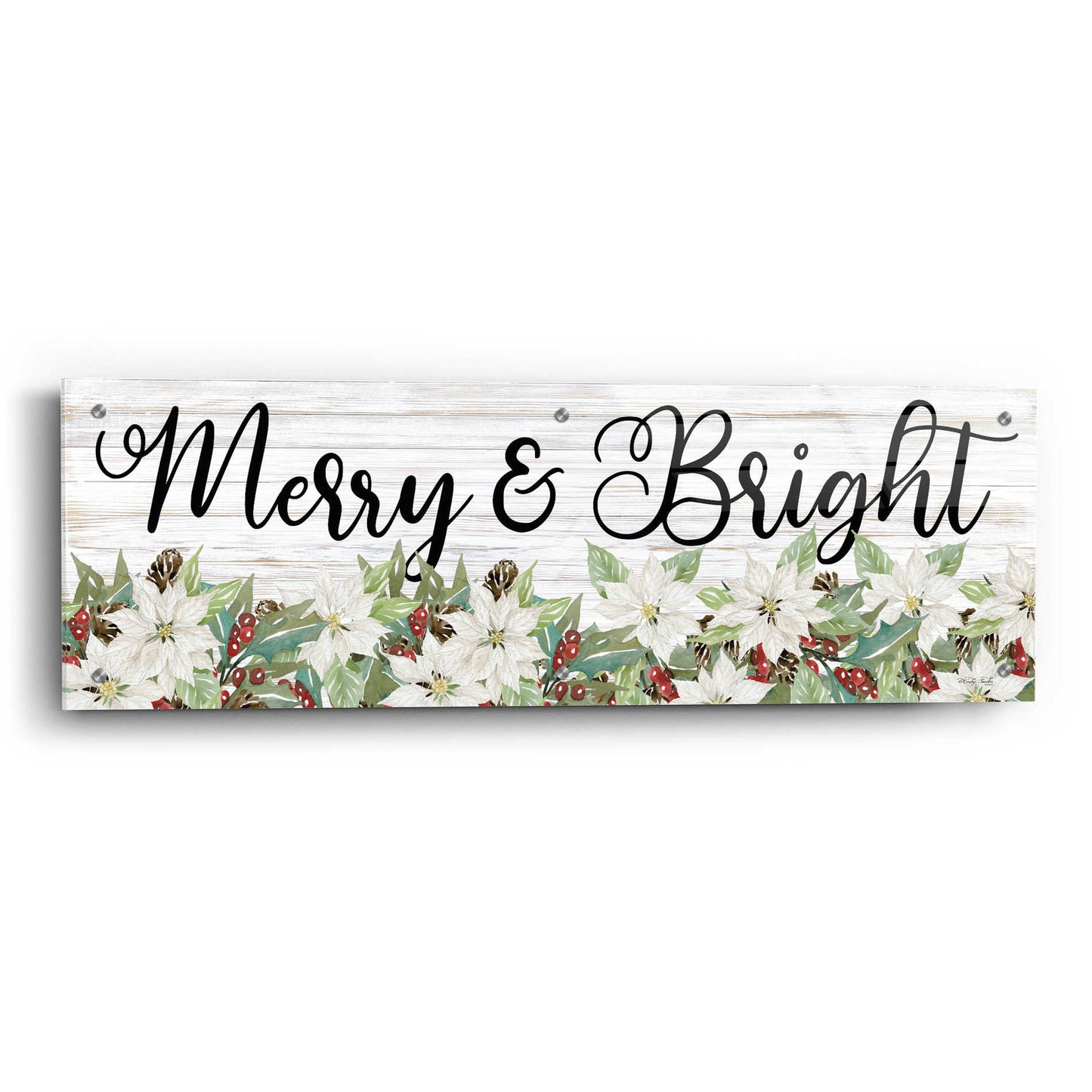 Epic Art 'Merry & Bright' by Cindy Jacobs, Acrylic Glass Wall Art,36x12