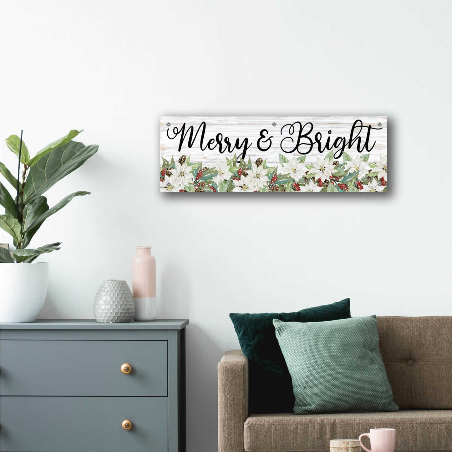 Epic Art 'Merry & Bright' by Cindy Jacobs, Acrylic Glass Wall Art,36x12