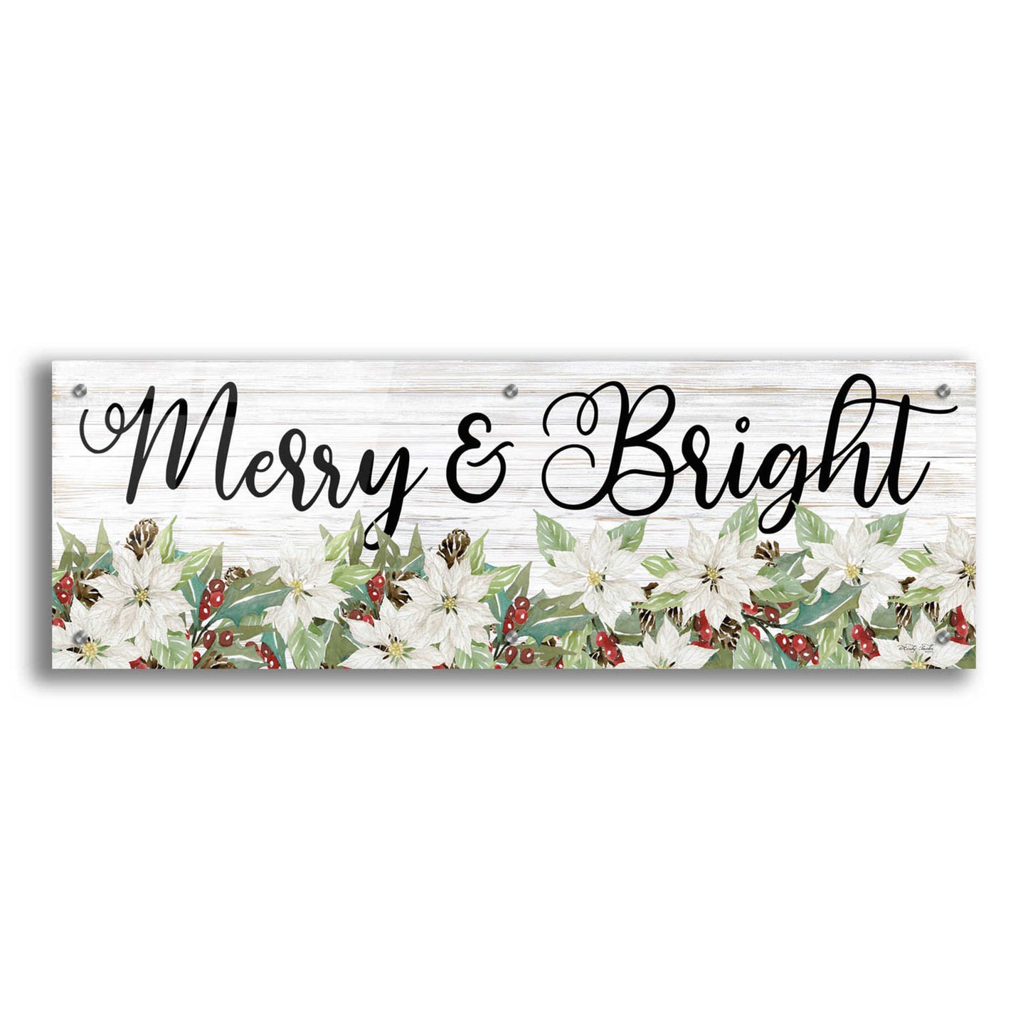 Epic Art 'Merry & Bright' by Cindy Jacobs, Acrylic Glass Wall Art,36x12