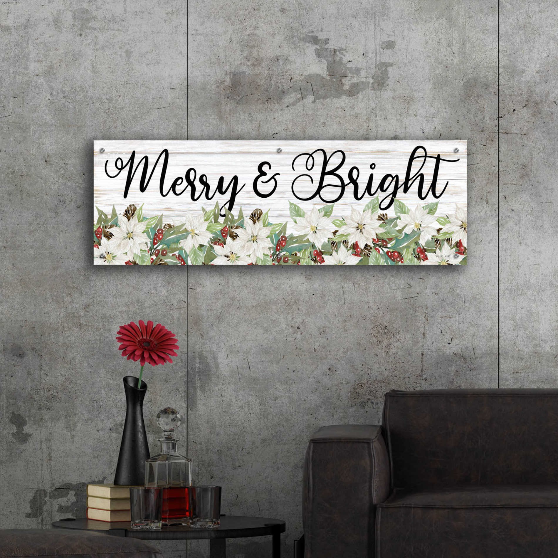 Epic Art 'Merry & Bright' by Cindy Jacobs, Acrylic Glass Wall Art,48x16