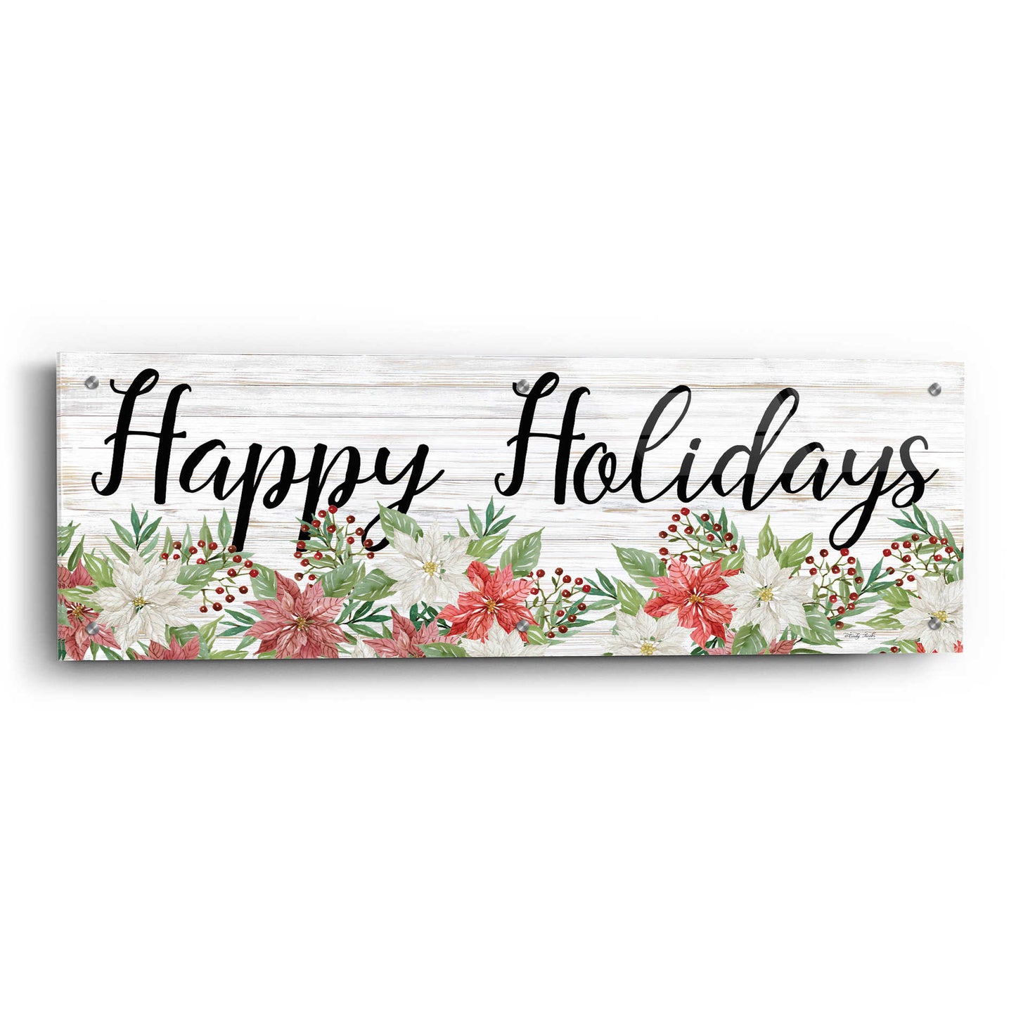 Epic Art 'Happy Holidays Sign' by Cindy Jacobs, Acrylic Glass Wall Art,36x12