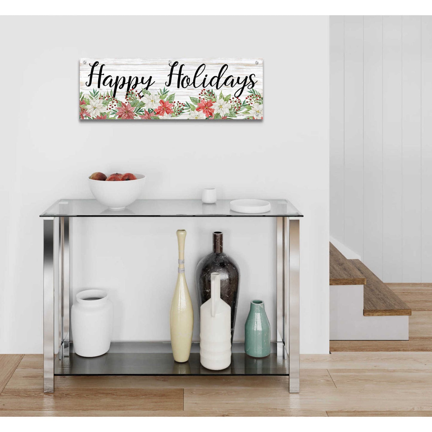 Epic Art 'Happy Holidays Sign' by Cindy Jacobs, Acrylic Glass Wall Art,36x12