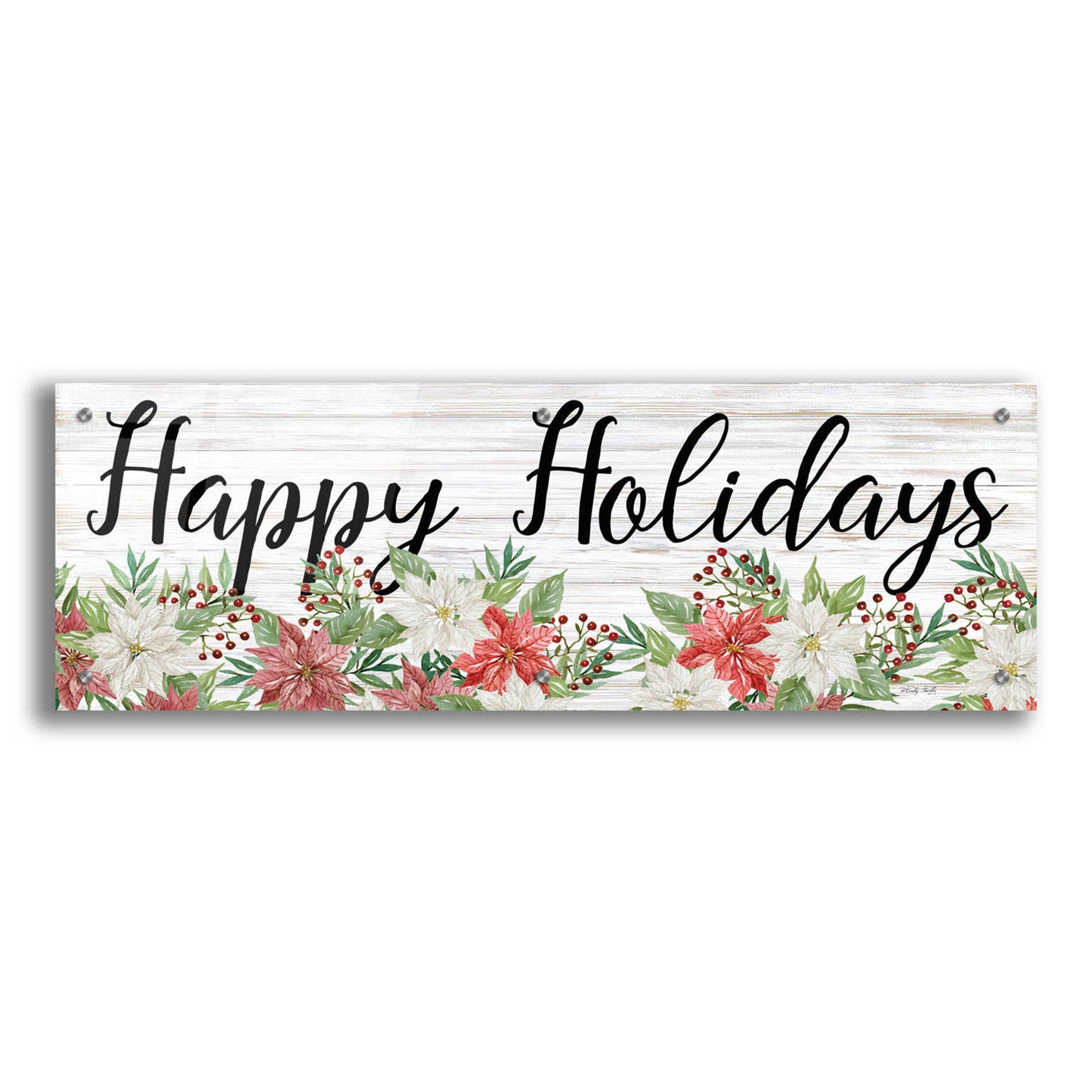 Epic Art 'Happy Holidays Sign' by Cindy Jacobs, Acrylic Glass Wall Art,36x12