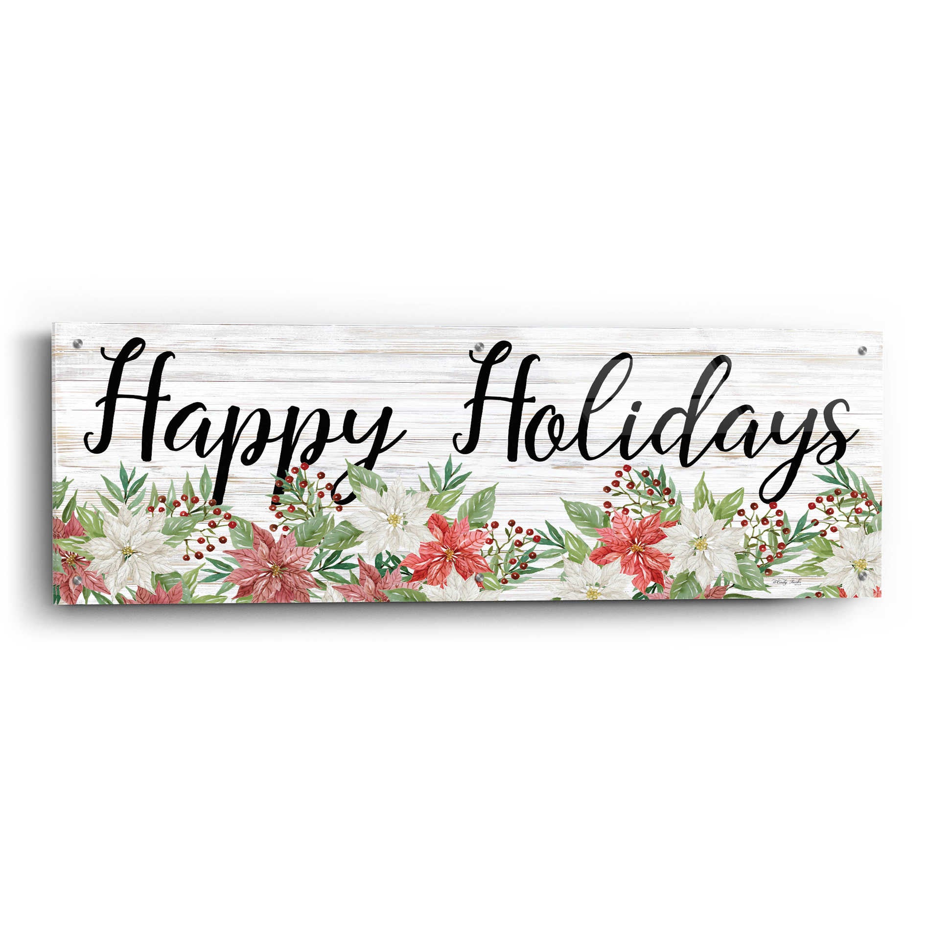 Epic Art 'Happy Holidays Sign' by Cindy Jacobs, Acrylic Glass Wall Art,48x16