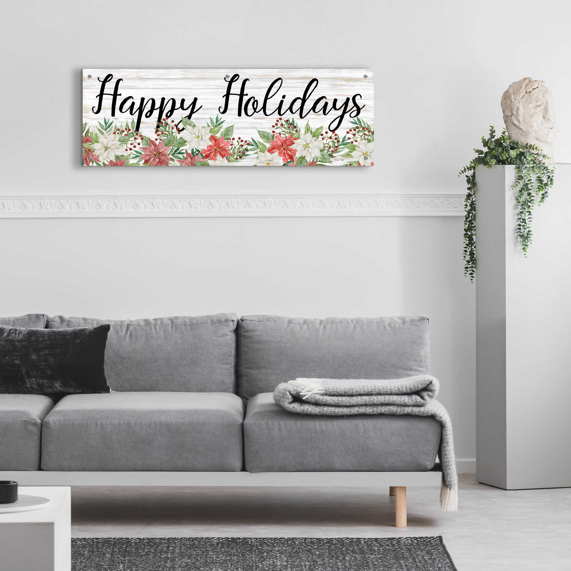 Epic Art 'Happy Holidays Sign' by Cindy Jacobs, Acrylic Glass Wall Art,48x16