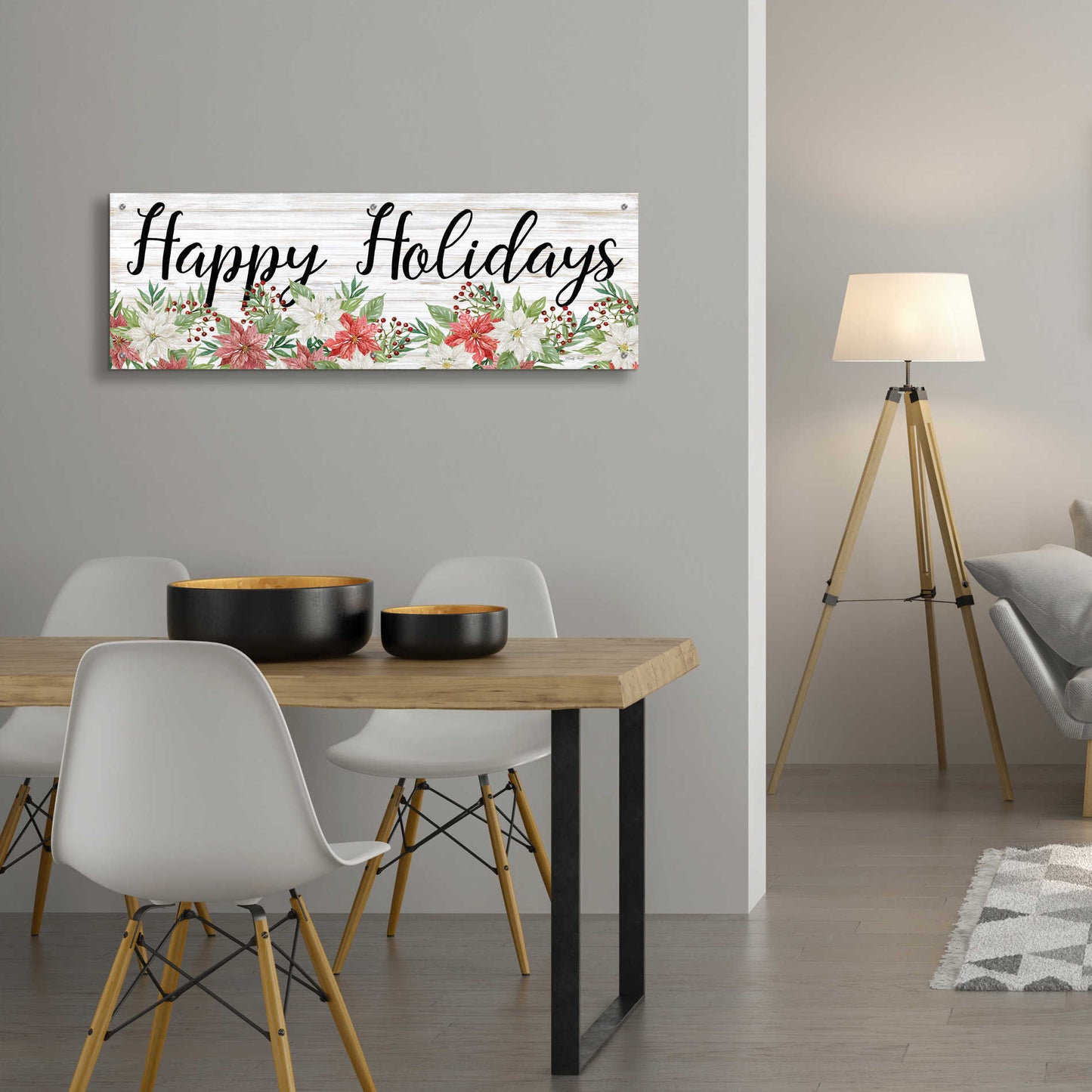 Epic Art 'Happy Holidays Sign' by Cindy Jacobs, Acrylic Glass Wall Art,48x16