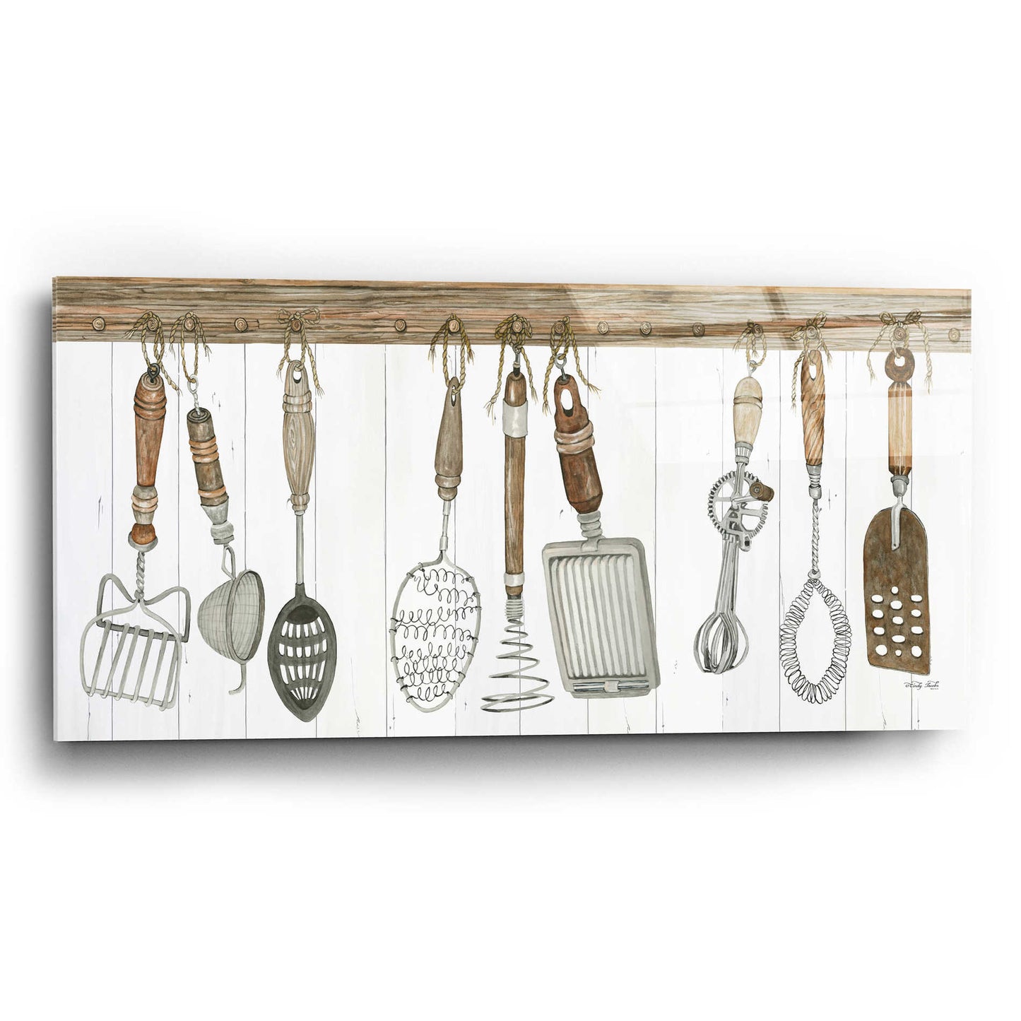 Epic Art 'Kitchen Tools' by Cindy Jacobs, Acrylic Glass Wall Art,24x12