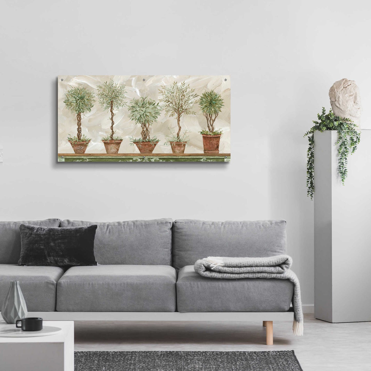 Epic Art 'Topiaries in a Row' by Cindy Jacobs, Acrylic Glass Wall Art,48x24