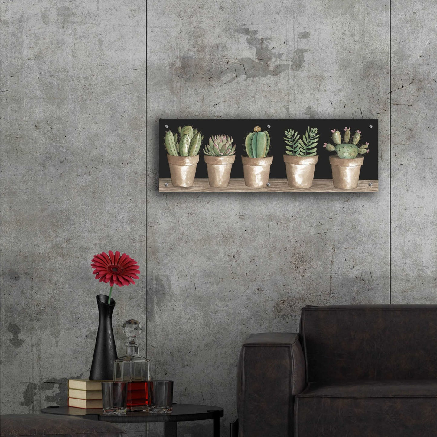 Epic Art 'Cactus Row' by Cindy Jacobs, Acrylic Glass Wall Art,36x12