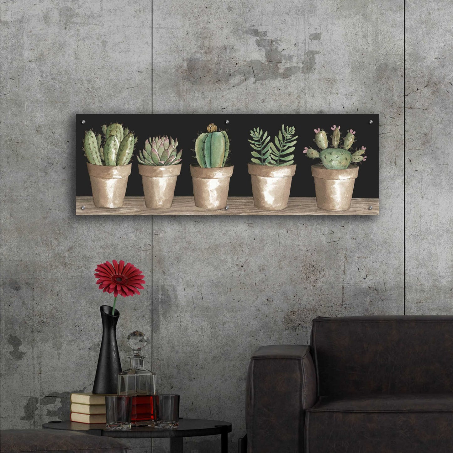 Epic Art 'Cactus Row' by Cindy Jacobs, Acrylic Glass Wall Art,48x16