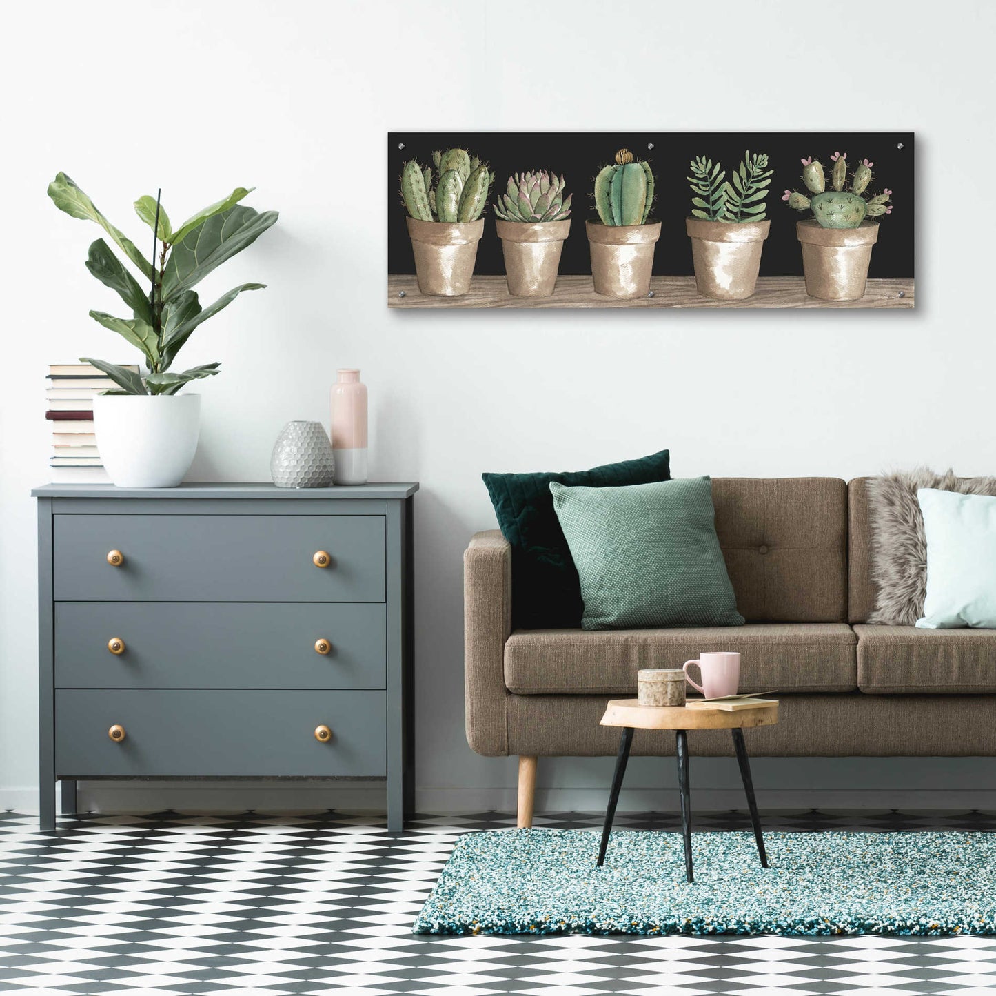 Epic Art 'Cactus Row' by Cindy Jacobs, Acrylic Glass Wall Art,48x16