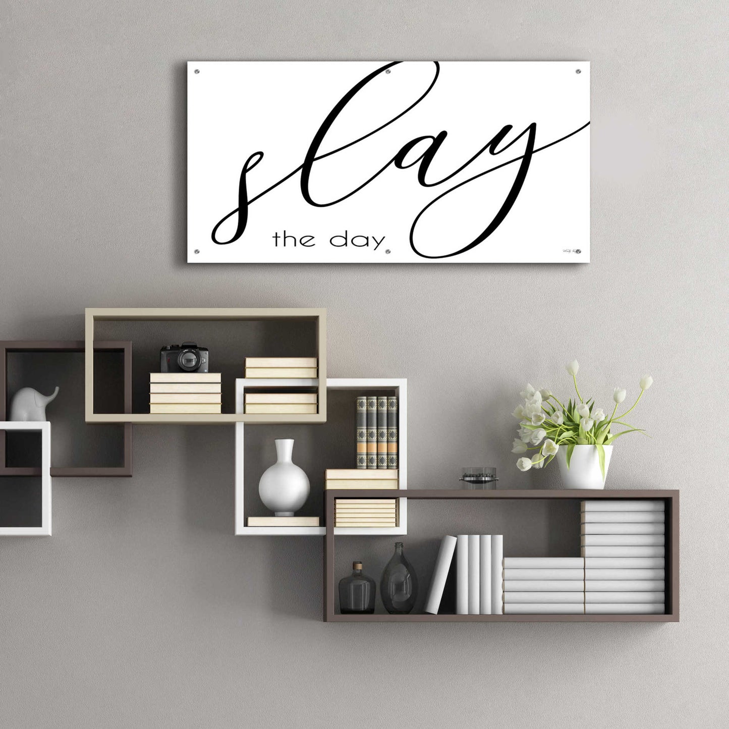 Epic Art 'Slay the Day' by Cindy Jacobs, Acrylic Glass Wall Art,48x24