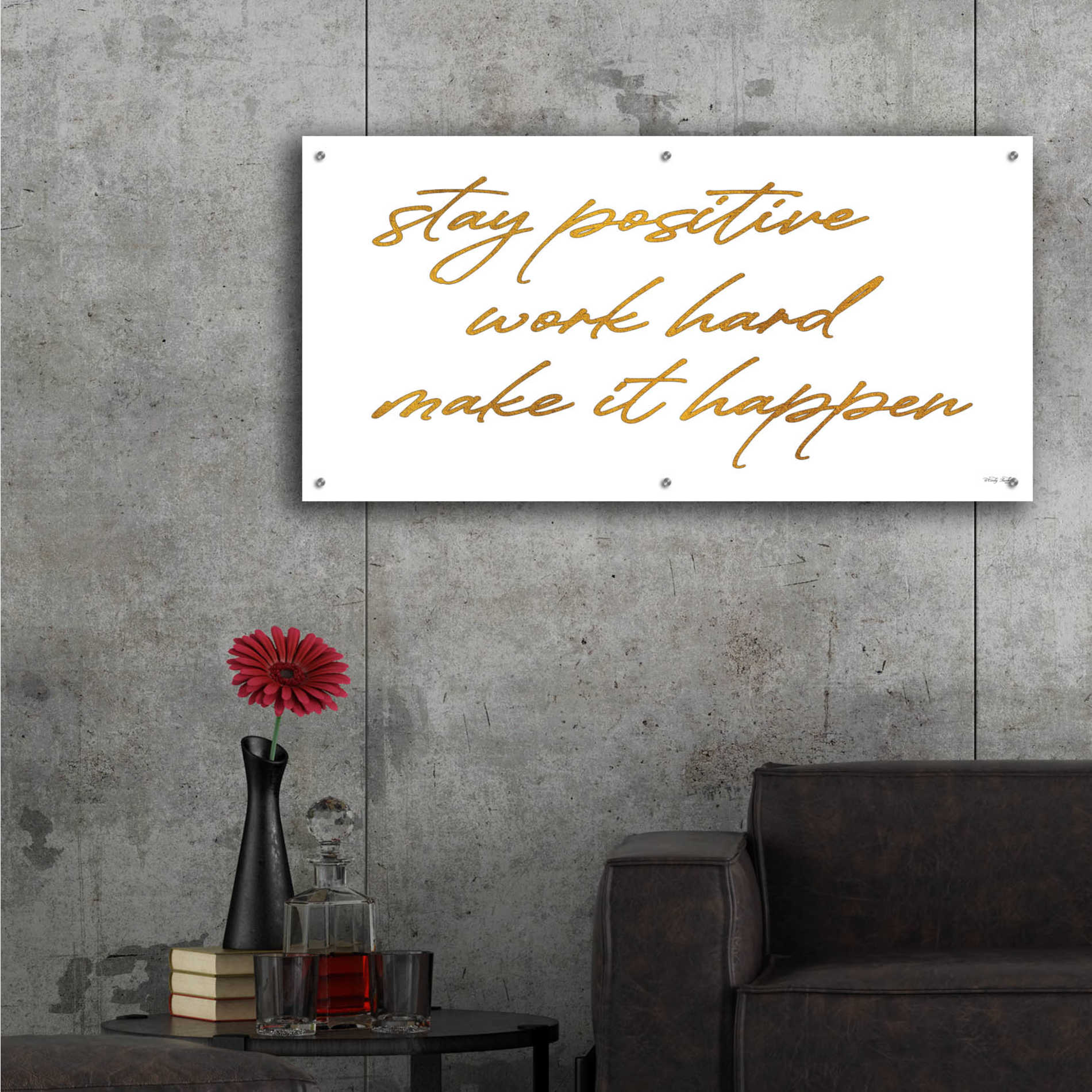 Epic Art 'Stay Positive' by Cindy Jacobs, Acrylic Glass Wall Art,48x24