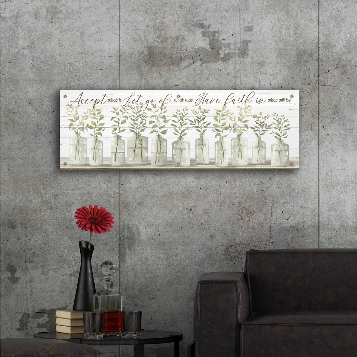 Epic Art 'Accept What Is' by Cindy Jacobs, Acrylic Glass Wall Art,48x16
