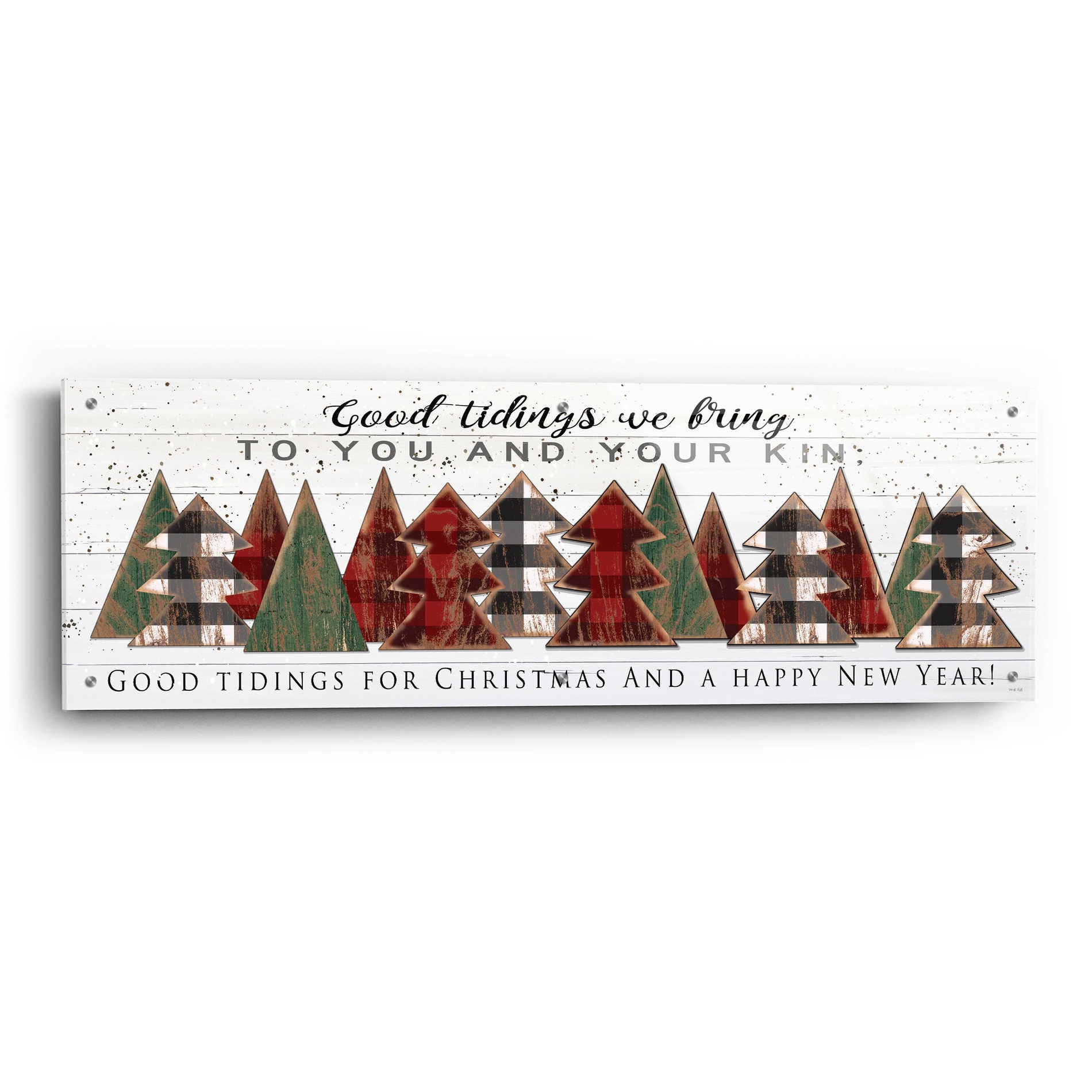 Epic Art 'Good Tidings Plaid Trees' by Cindy Jacobs, Acrylic Glass Wall Art,48x16