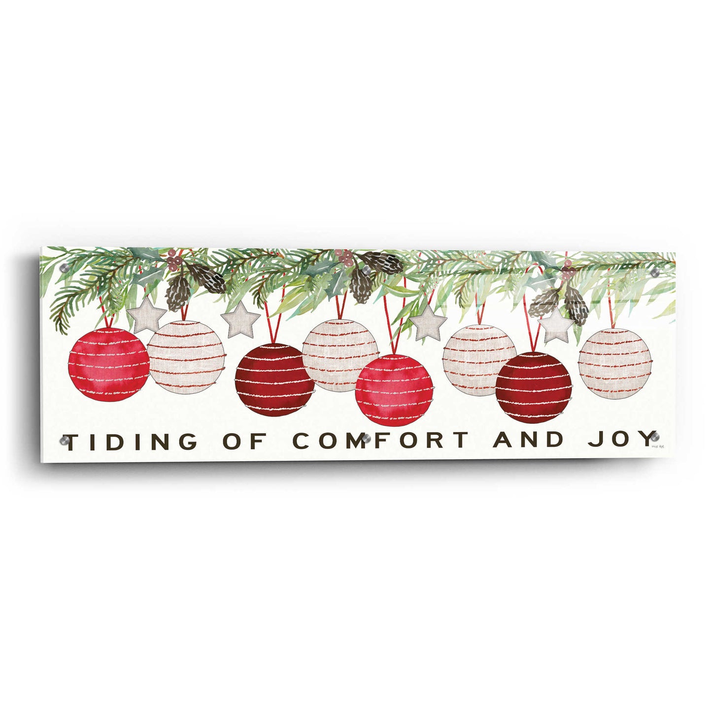 Epic Art 'Tidings of Comfort Ornaments' by Cindy Jacobs, Acrylic Glass Wall Art,36x12