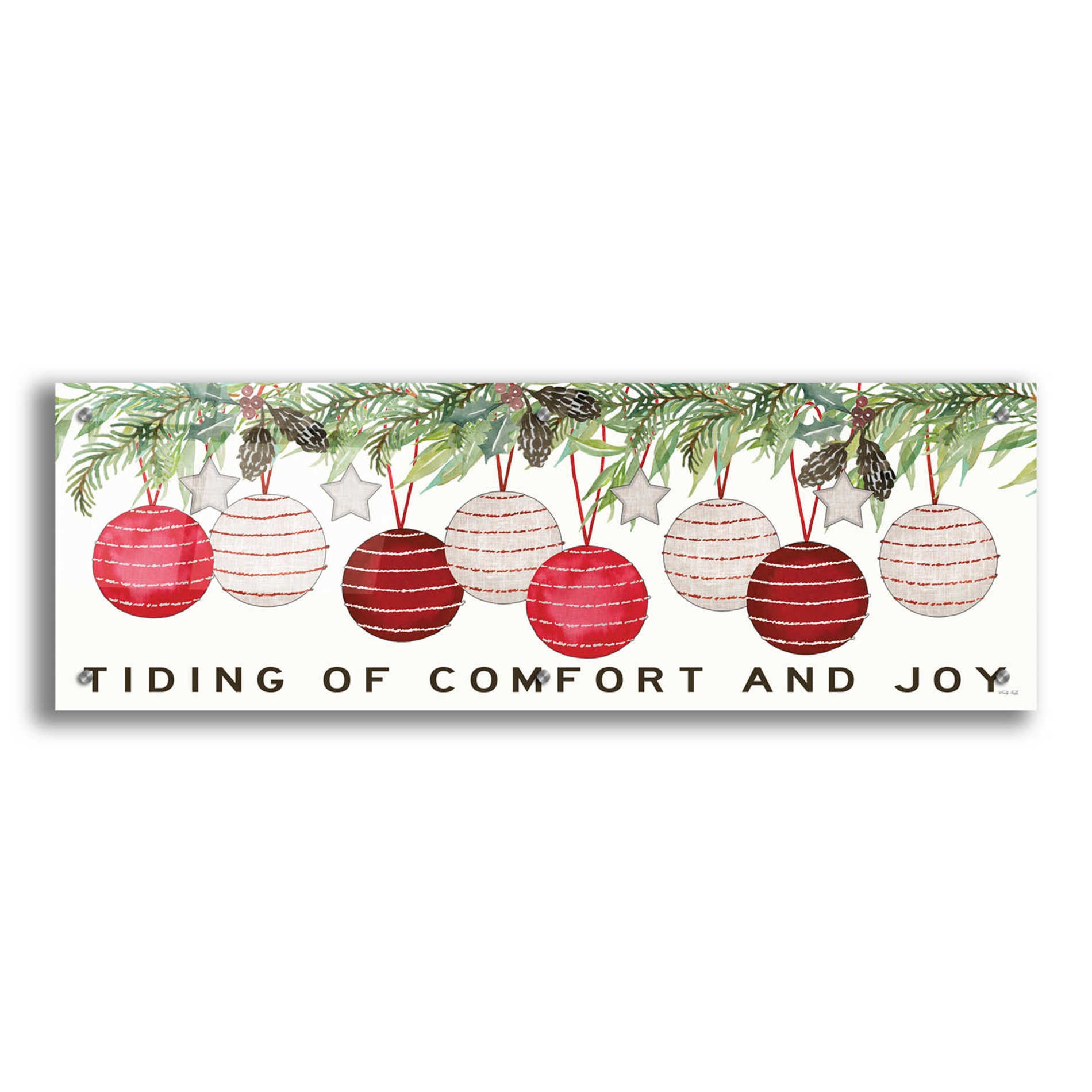 Epic Art 'Tidings of Comfort Ornaments' by Cindy Jacobs, Acrylic Glass Wall Art,36x12