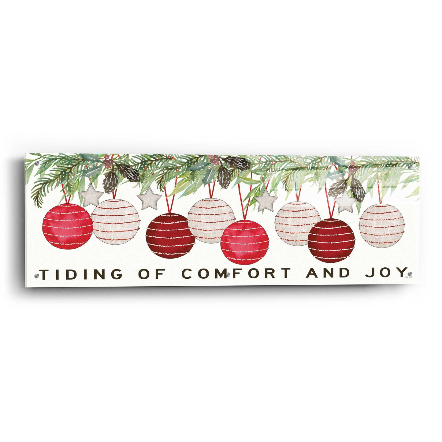 Epic Art 'Tidings of Comfort Ornaments' by Cindy Jacobs, Acrylic Glass Wall Art,48x16