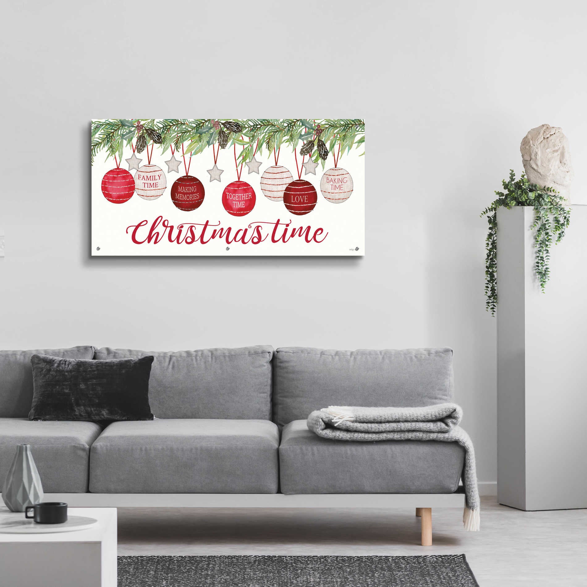 Epic Art 'Christmas Time Ornaments' by Cindy Jacobs, Acrylic Glass Wall Art,48x24