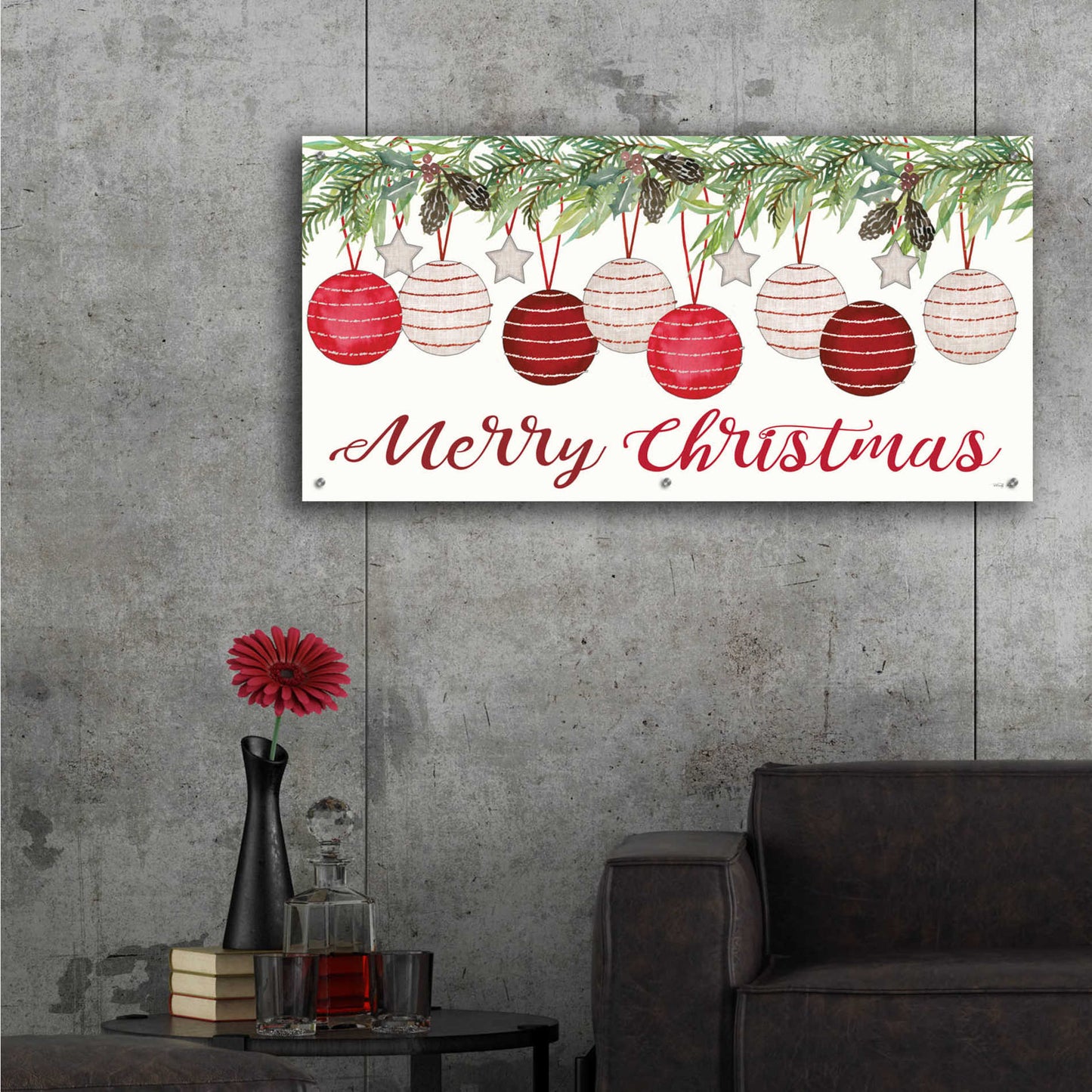 Epic Art 'Merry Christmas Ornaments' by Cindy Jacobs, Acrylic Glass Wall Art,48x24