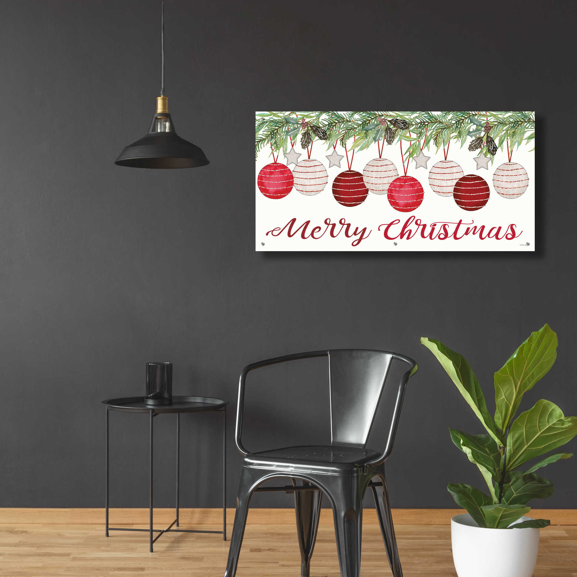 Epic Art 'Merry Christmas Ornaments' by Cindy Jacobs, Acrylic Glass Wall Art,48x24