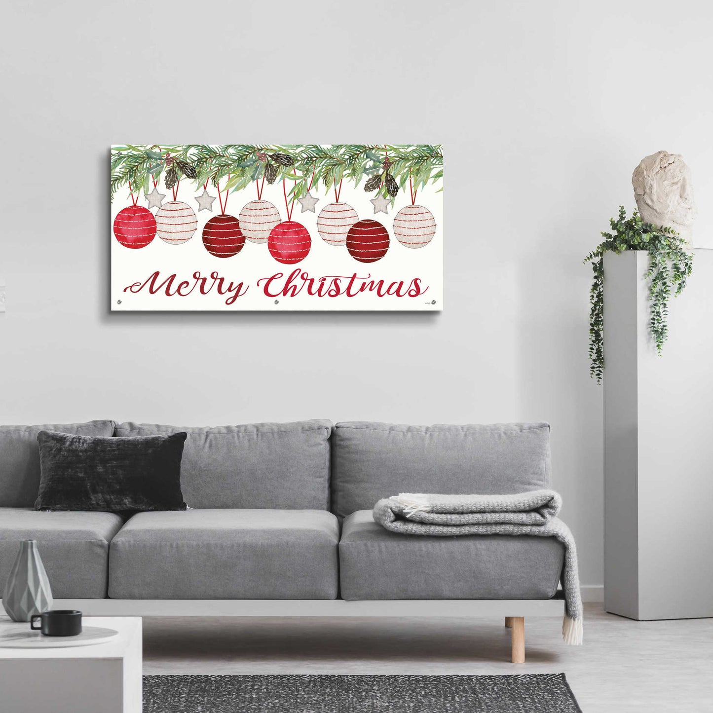 Epic Art 'Merry Christmas Ornaments' by Cindy Jacobs, Acrylic Glass Wall Art,48x24