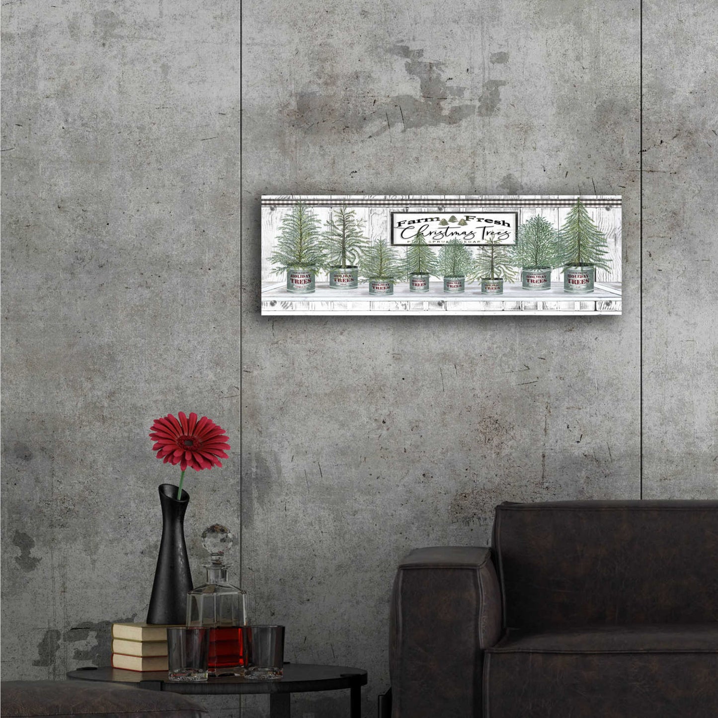 Epic Art 'Galvanized Pots White Christmas Trees I' by Cindy Jacobs, Acrylic Glass Wall Art,36x12