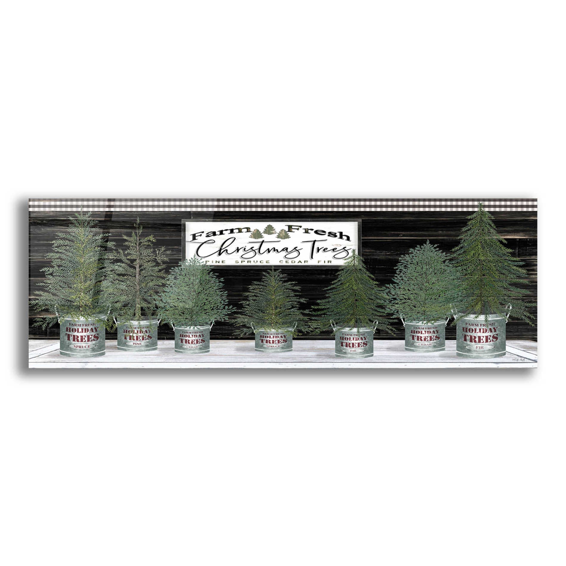 Epic Art 'Galvanized Pots Christmas Trees I' by Cindy Jacobs, Acrylic Glass Wall Art,3:1