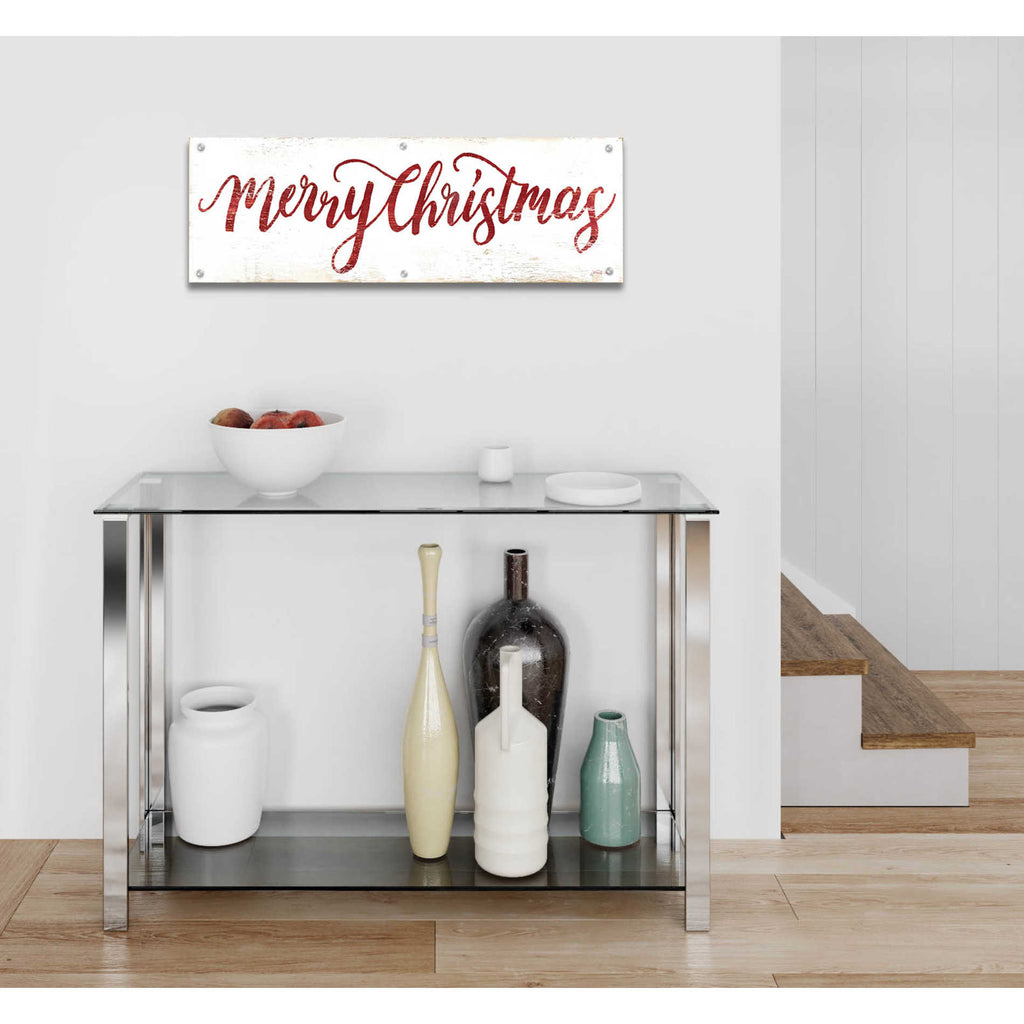 Epic Art 'Merry Christmas Cursive' by Cindy Jacobs, Acrylic Glass Wall Art,36x12