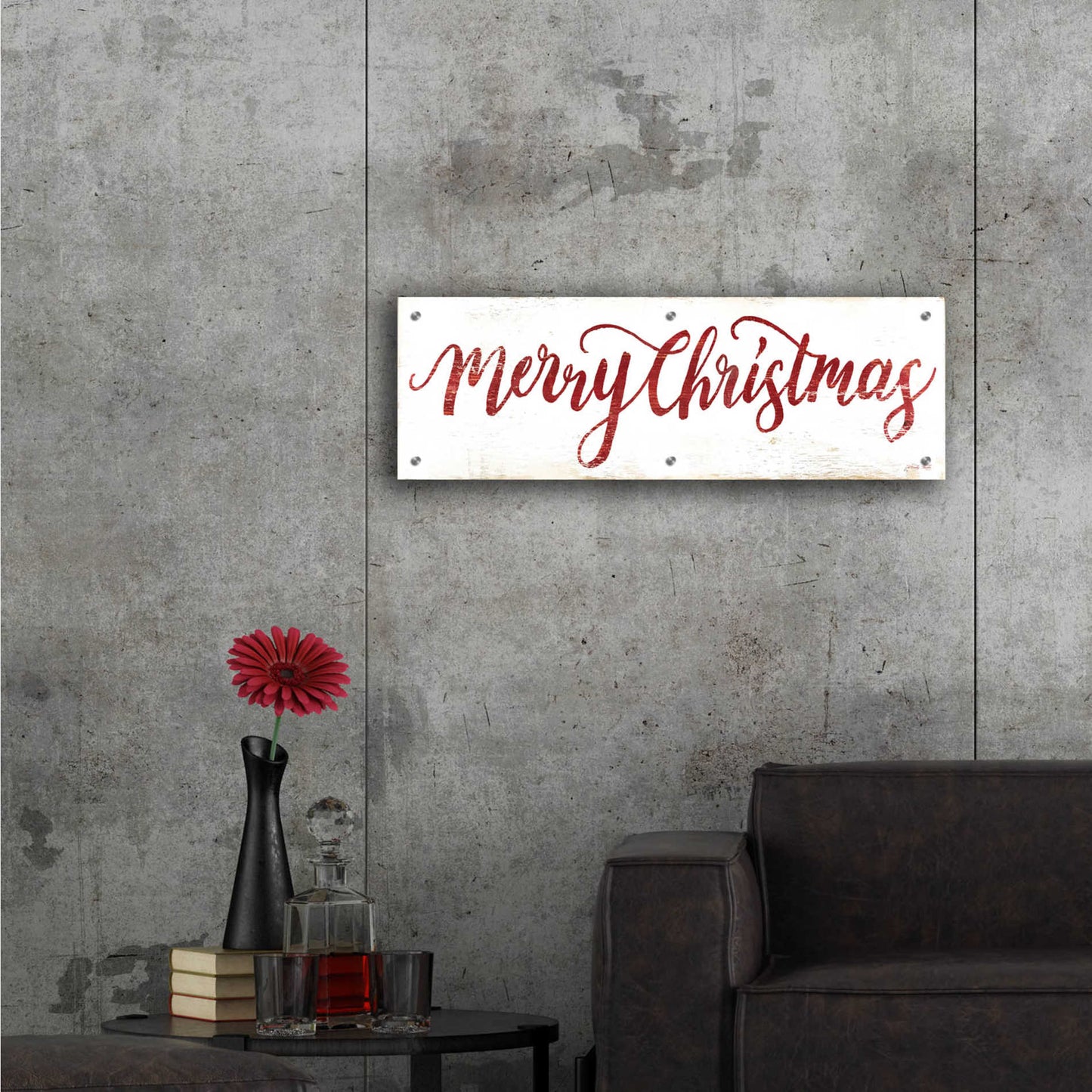 Epic Art 'Merry Christmas Cursive' by Cindy Jacobs, Acrylic Glass Wall Art,36x12