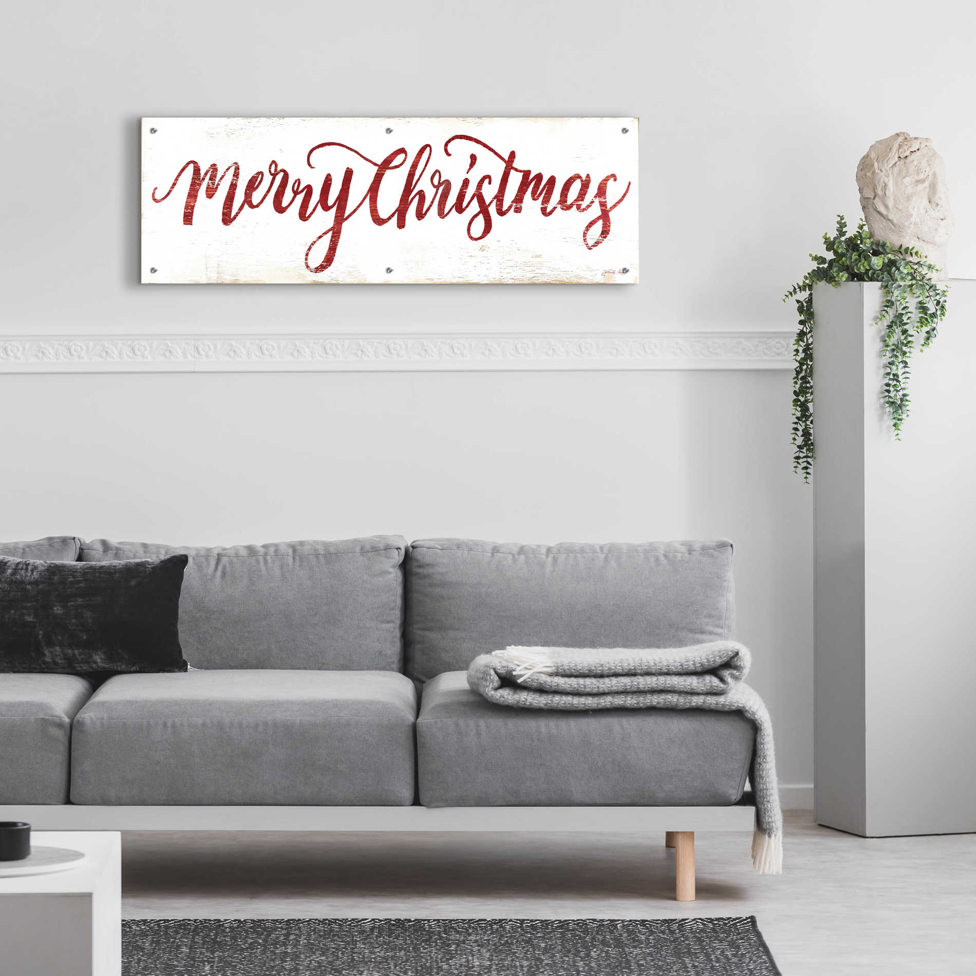 Epic Art 'Merry Christmas Cursive' by Cindy Jacobs, Acrylic Glass Wall Art,48x16