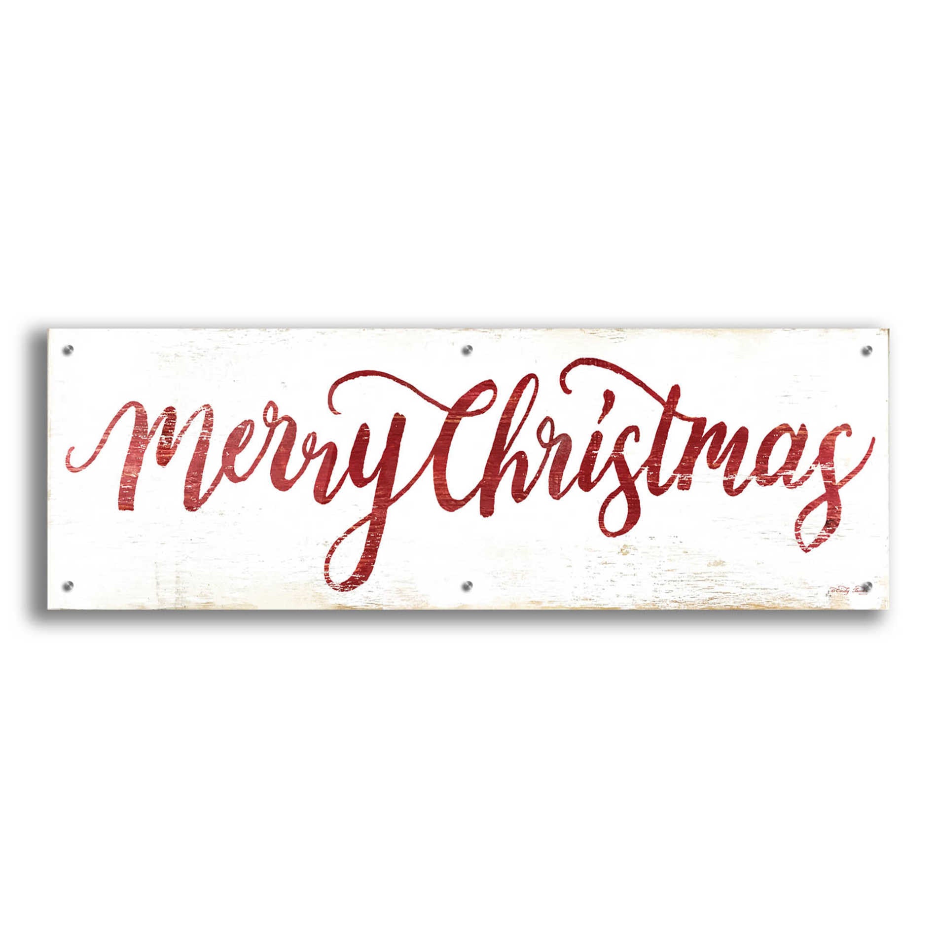 Epic Art 'Merry Christmas Cursive' by Cindy Jacobs, Acrylic Glass Wall Art,48x16