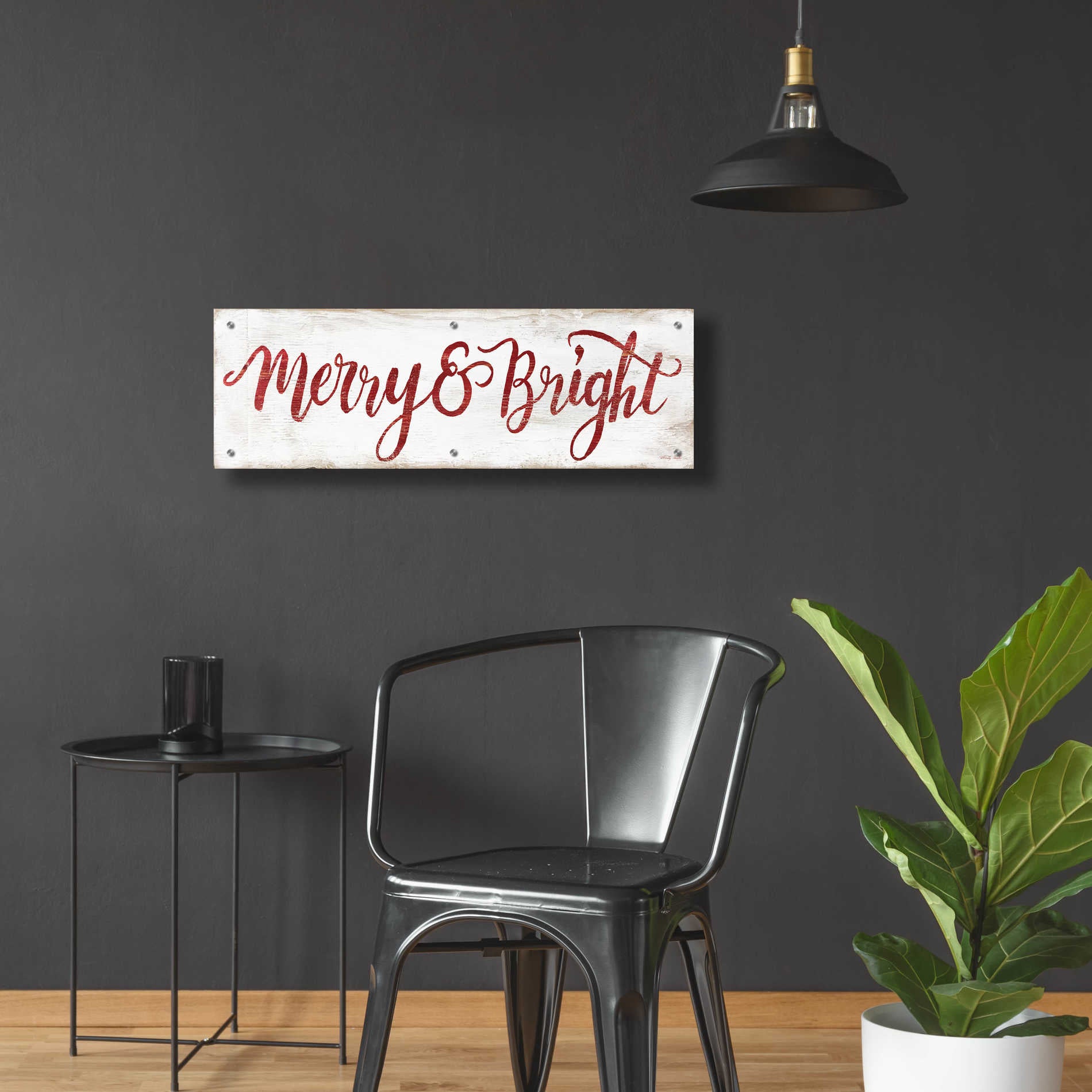 Epic Art 'Merry & Bright Cursive' by Cindy Jacobs, Acrylic Glass Wall Art,36x12