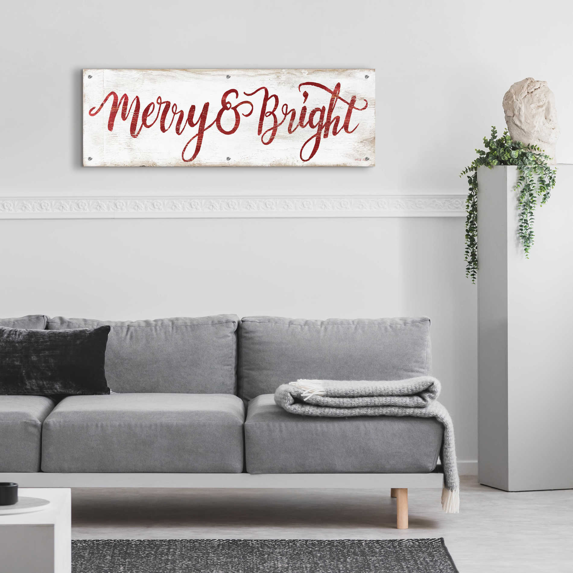 Epic Art 'Merry & Bright Cursive' by Cindy Jacobs, Acrylic Glass Wall Art,48x16