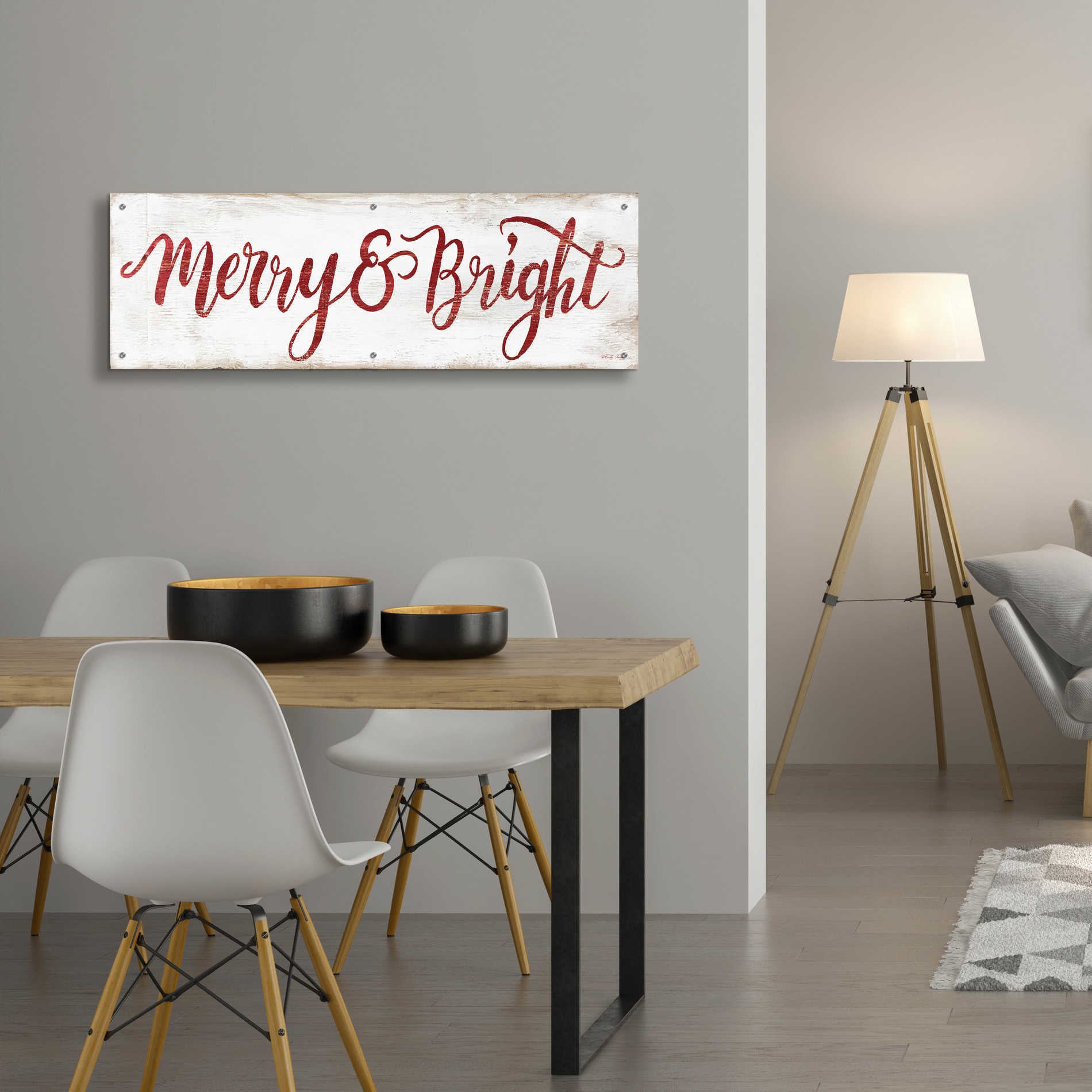 Epic Art 'Merry & Bright Cursive' by Cindy Jacobs, Acrylic Glass Wall Art,48x16