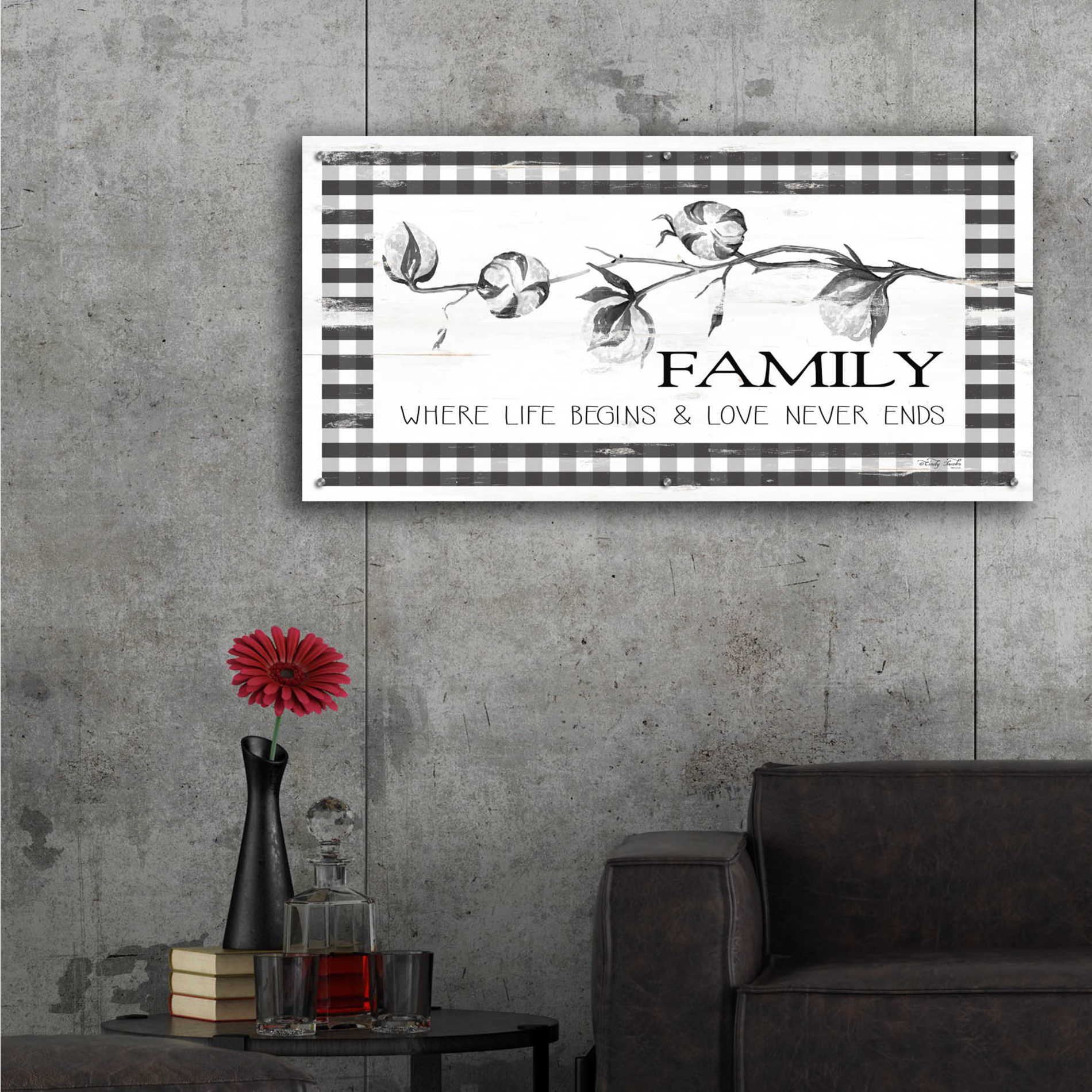 Epic Art 'Family Plaid' by Cindy Jacobs, Acrylic Glass Wall Art,48x24