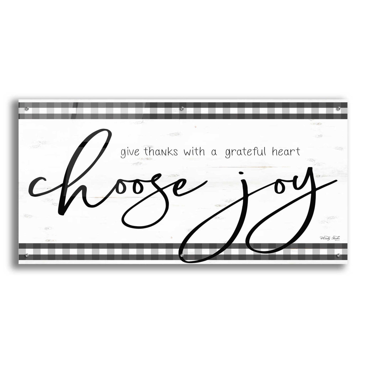 Epic Art 'Choose Joy Plaid' by Cindy Jacobs, Acrylic Glass Wall Art,48x24